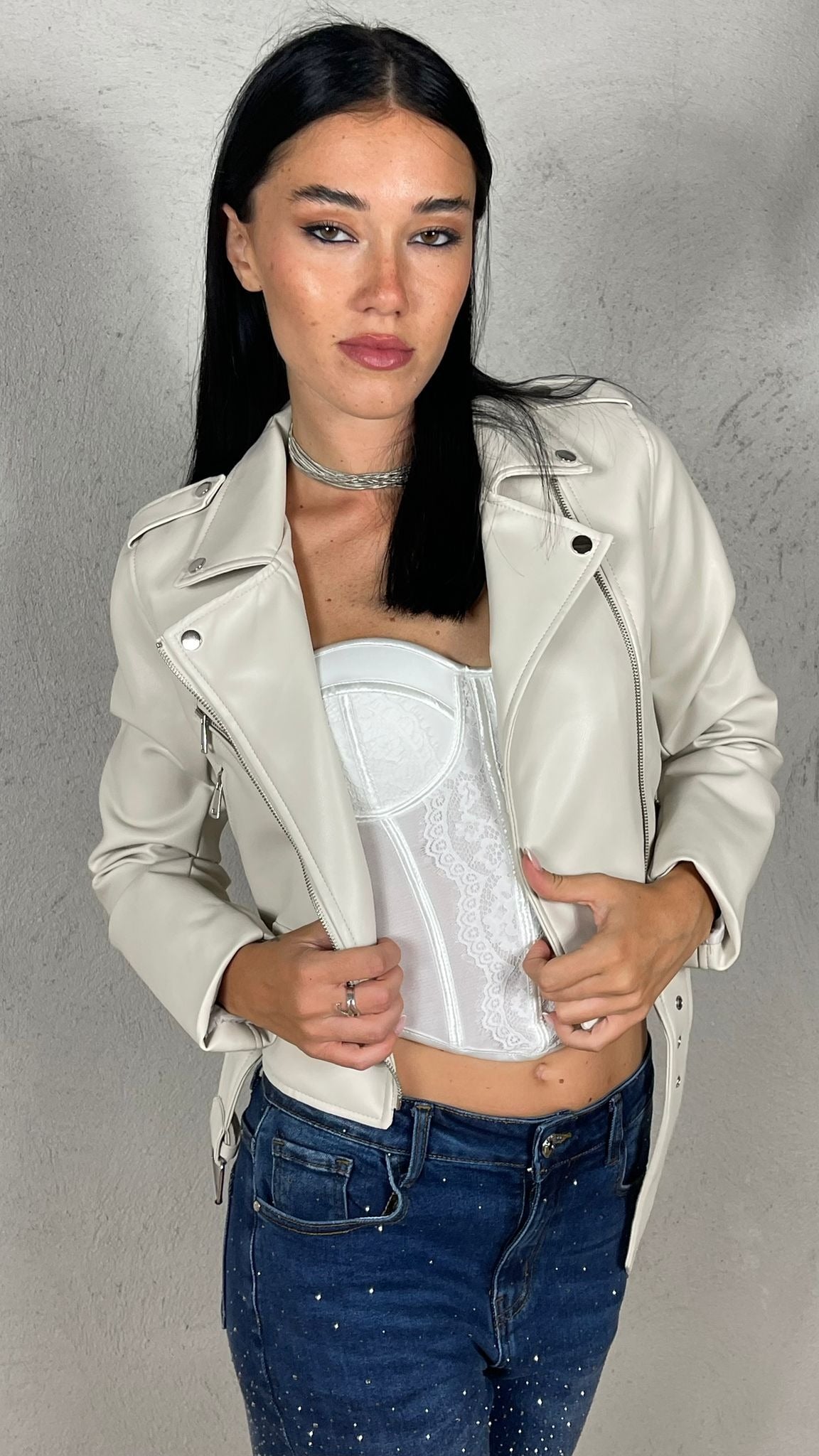 Giubbotto Biker effetto Pelle - Candida.it