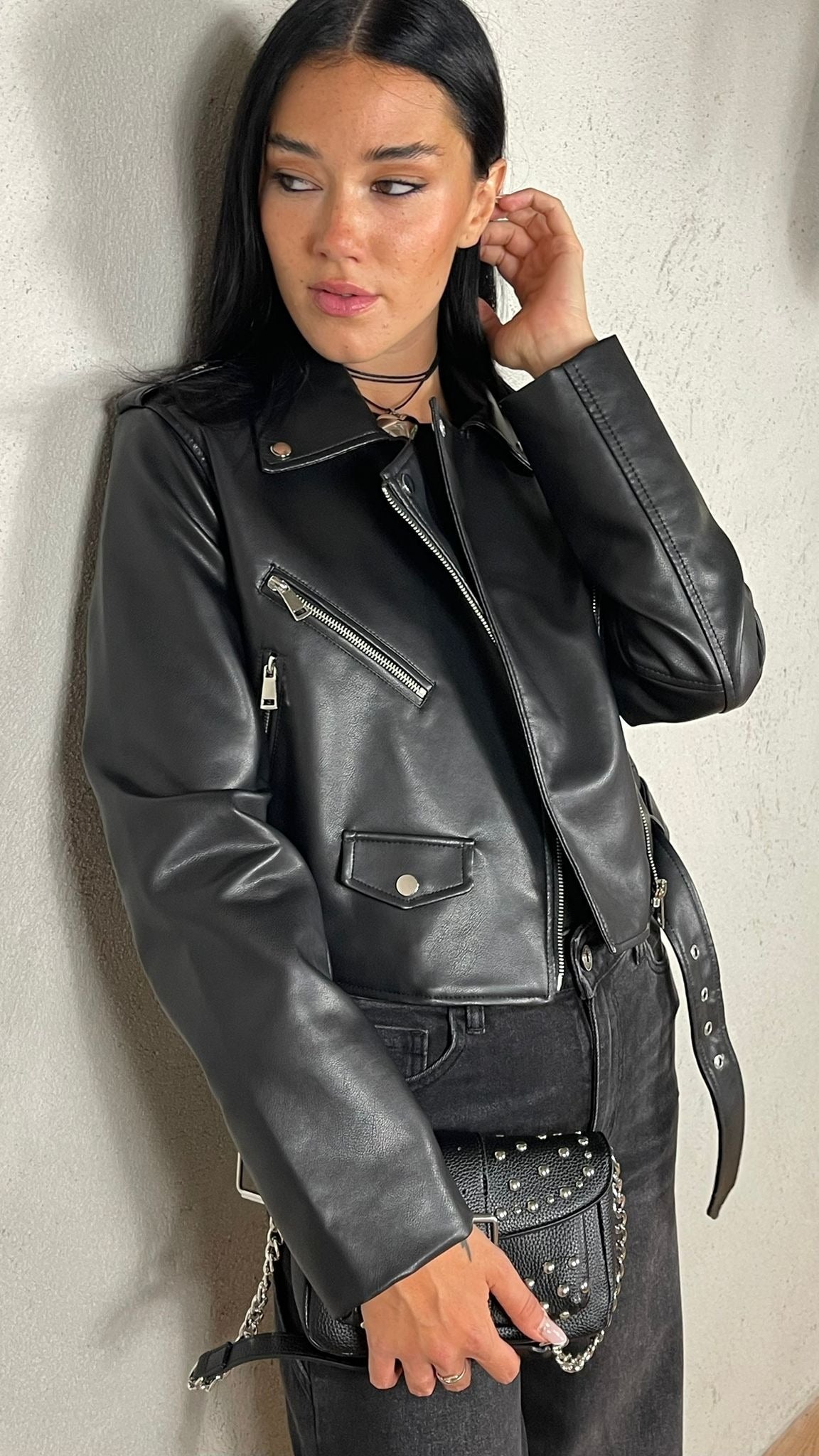 Giubbotto Biker effetto Pelle