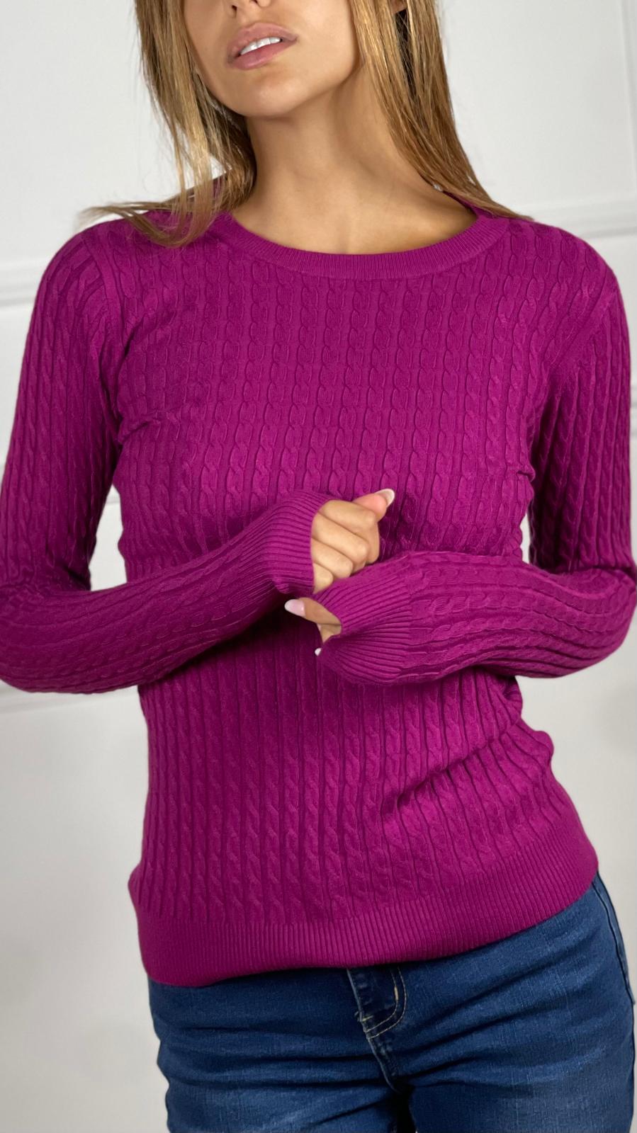 Maglia Treccia|Colore:Magenta