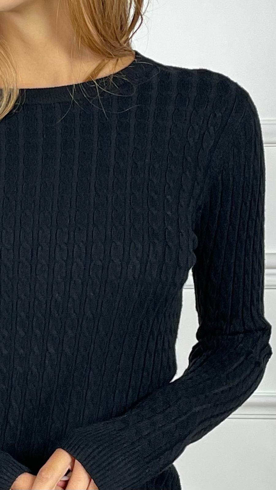 Maglia Treccia|Colore:Nero