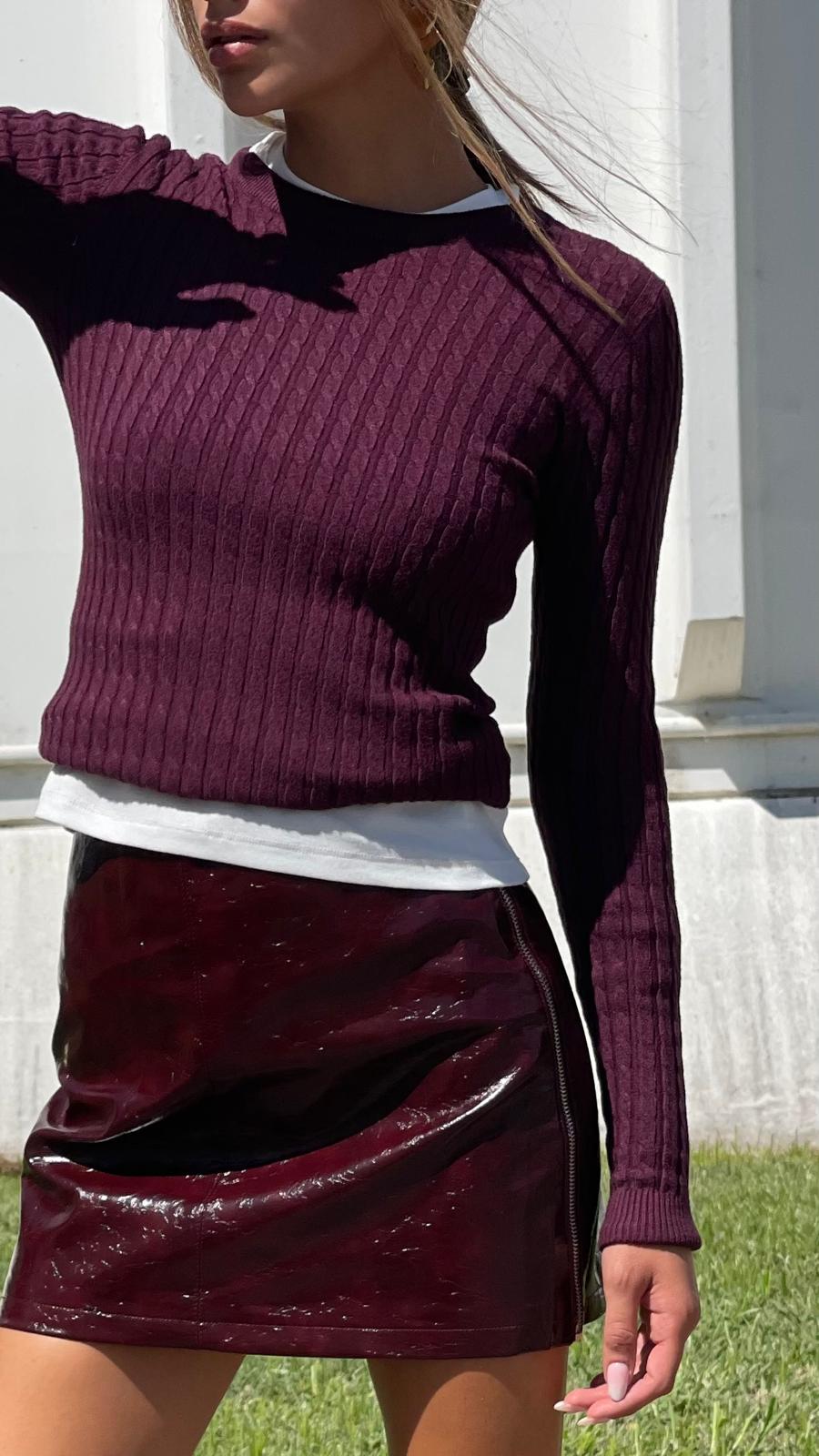 Maglia Treccia|Colore:Bordò