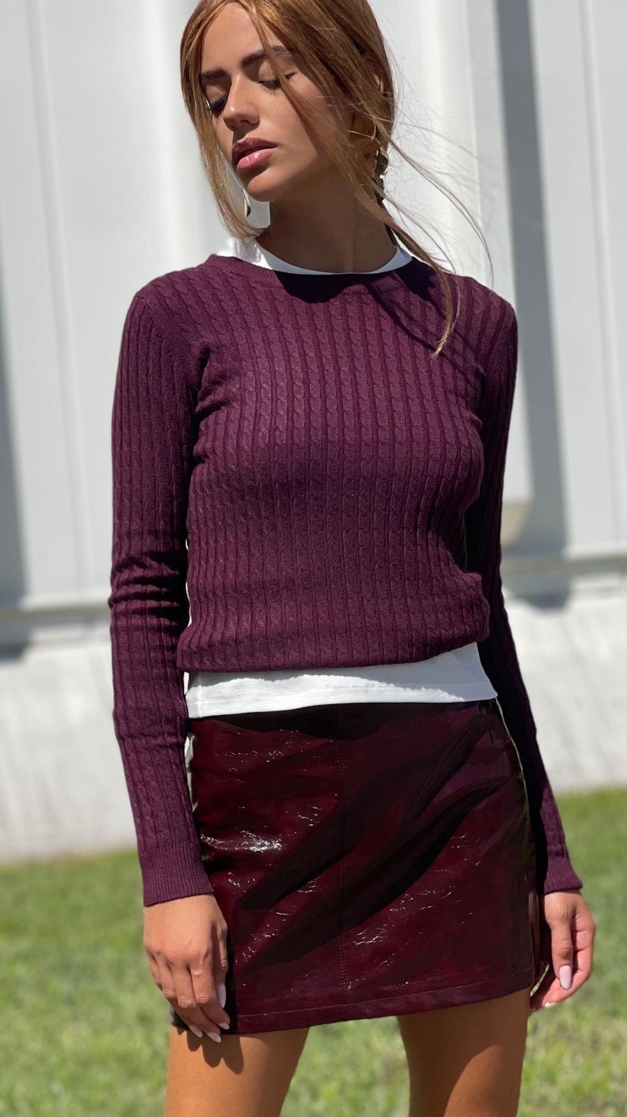 Maglia Treccia|Colore:Bordò