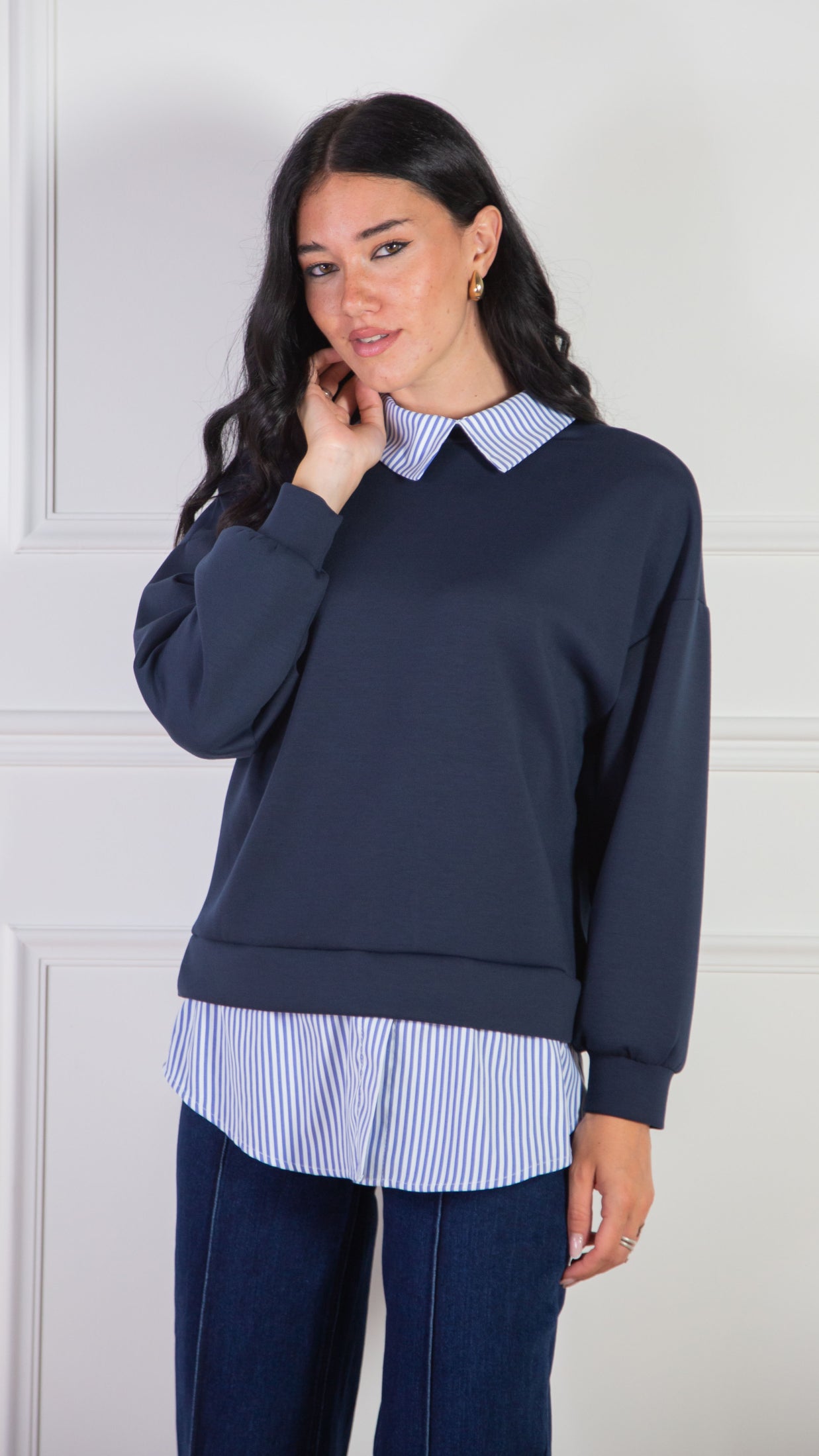 Felpa Camicia combinata