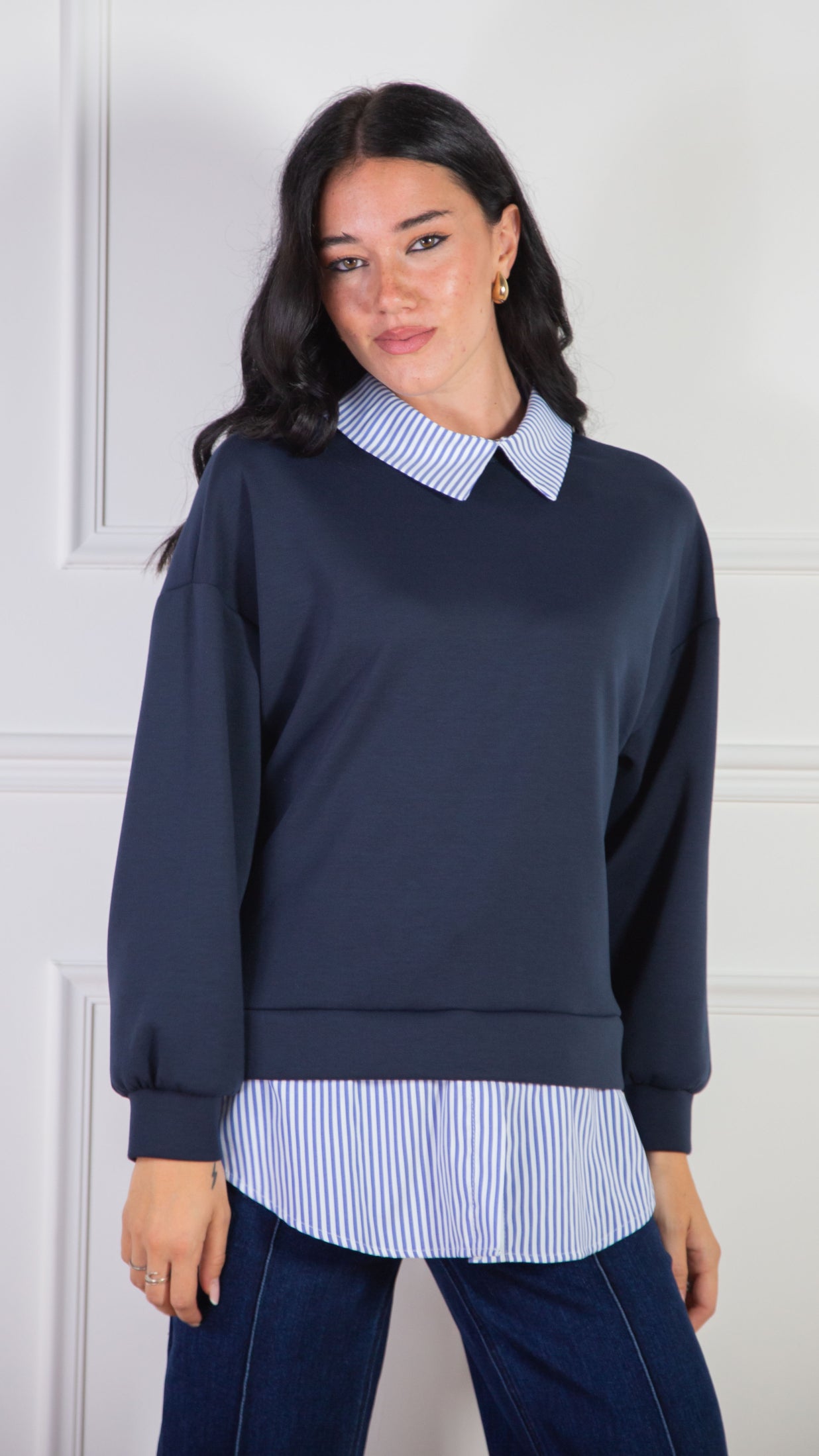 Felpa Camicia combinata