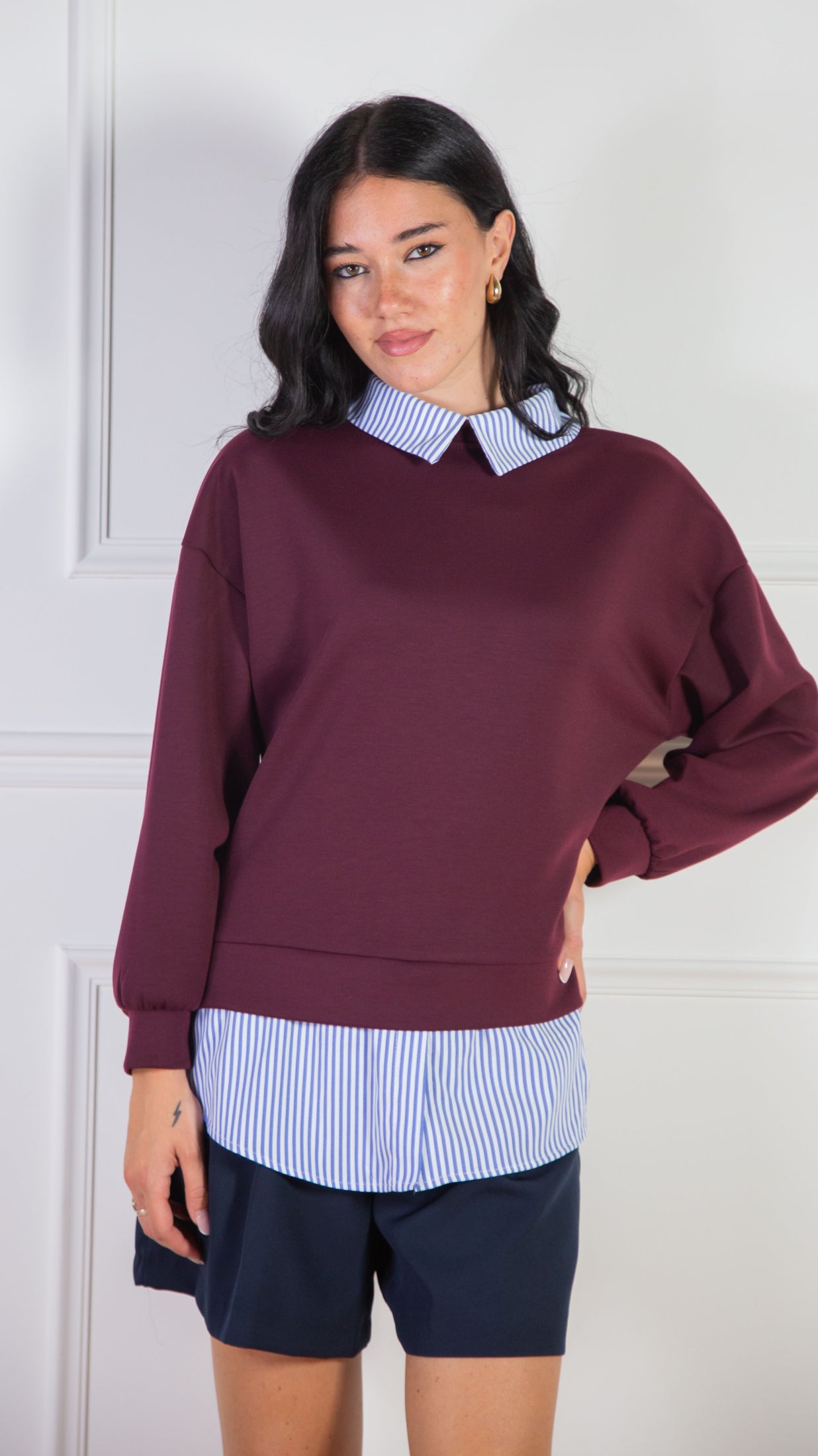 Felpa Camicia combinata