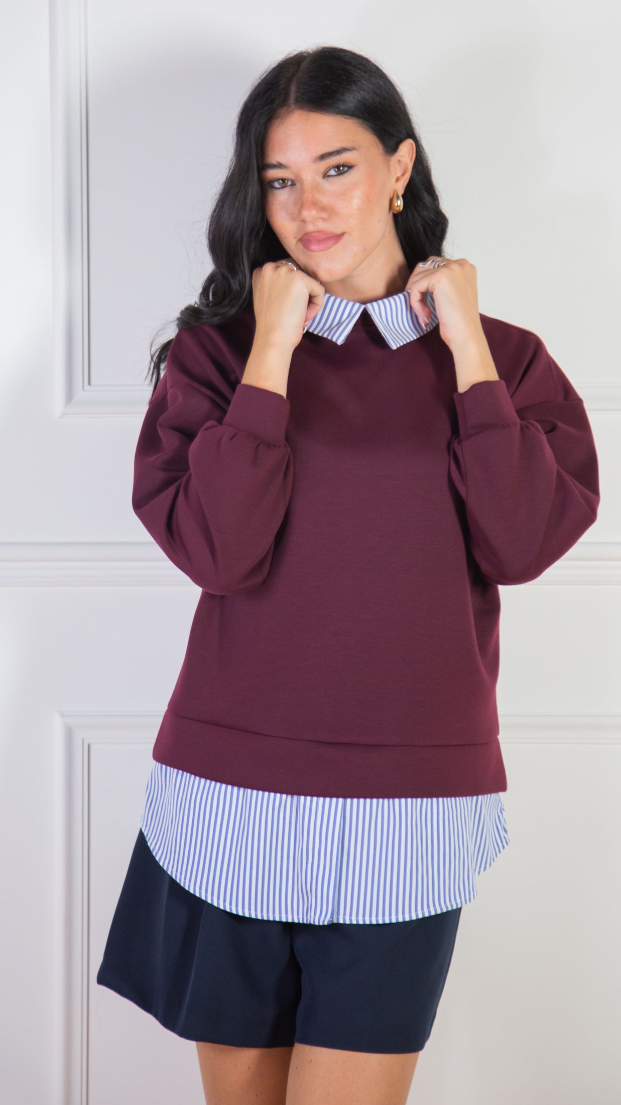 Felpa Camicia combinata