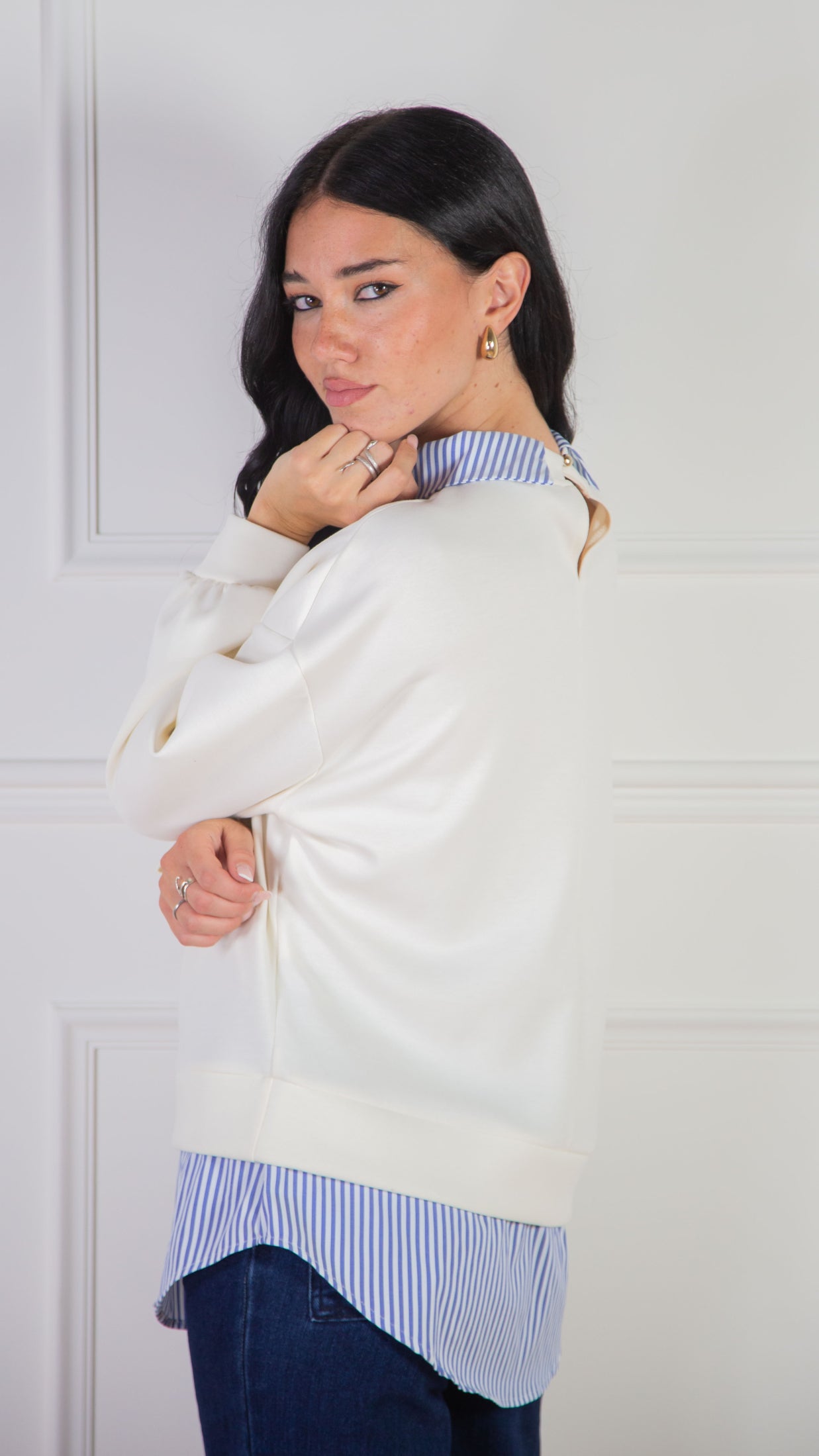 Felpa Camicia combinata