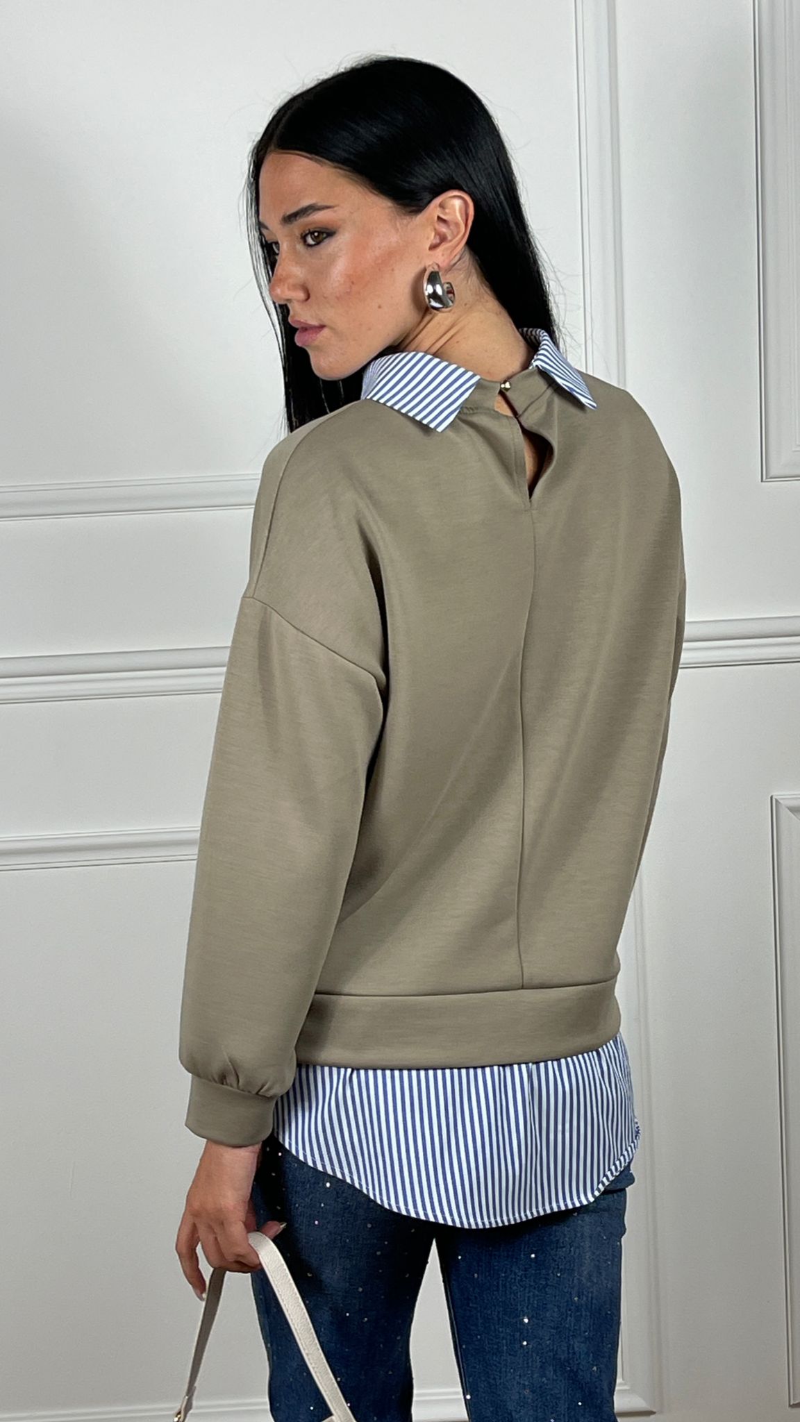 Felpa Camicia combinata