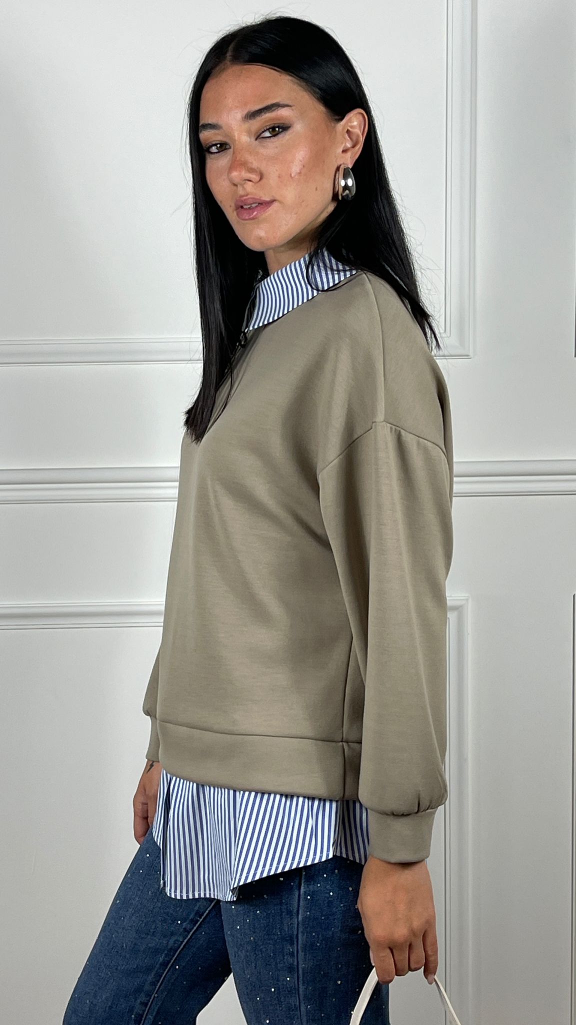 Felpa Camicia combinata