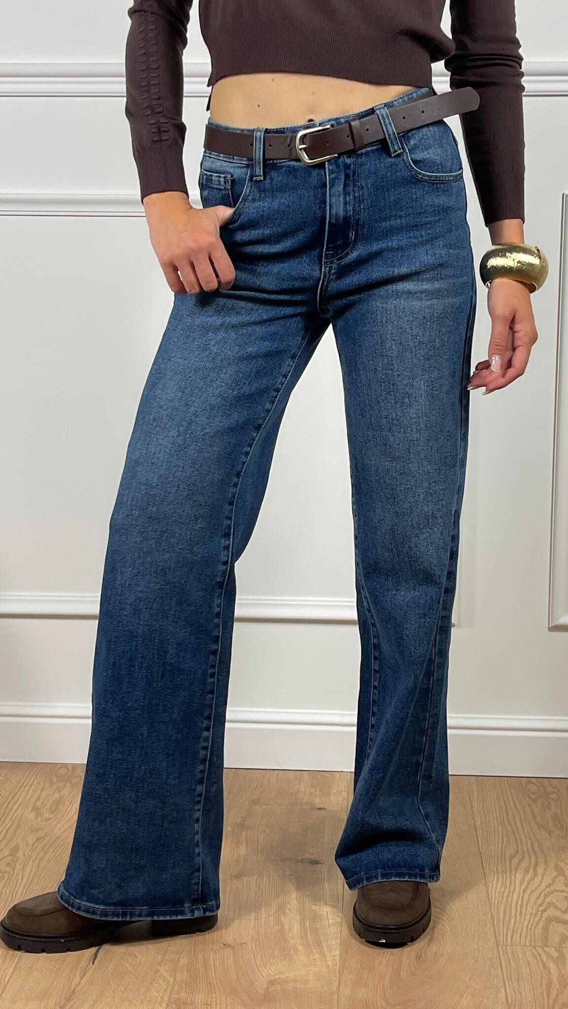Jeans Wide leg con cintura - Candida.it