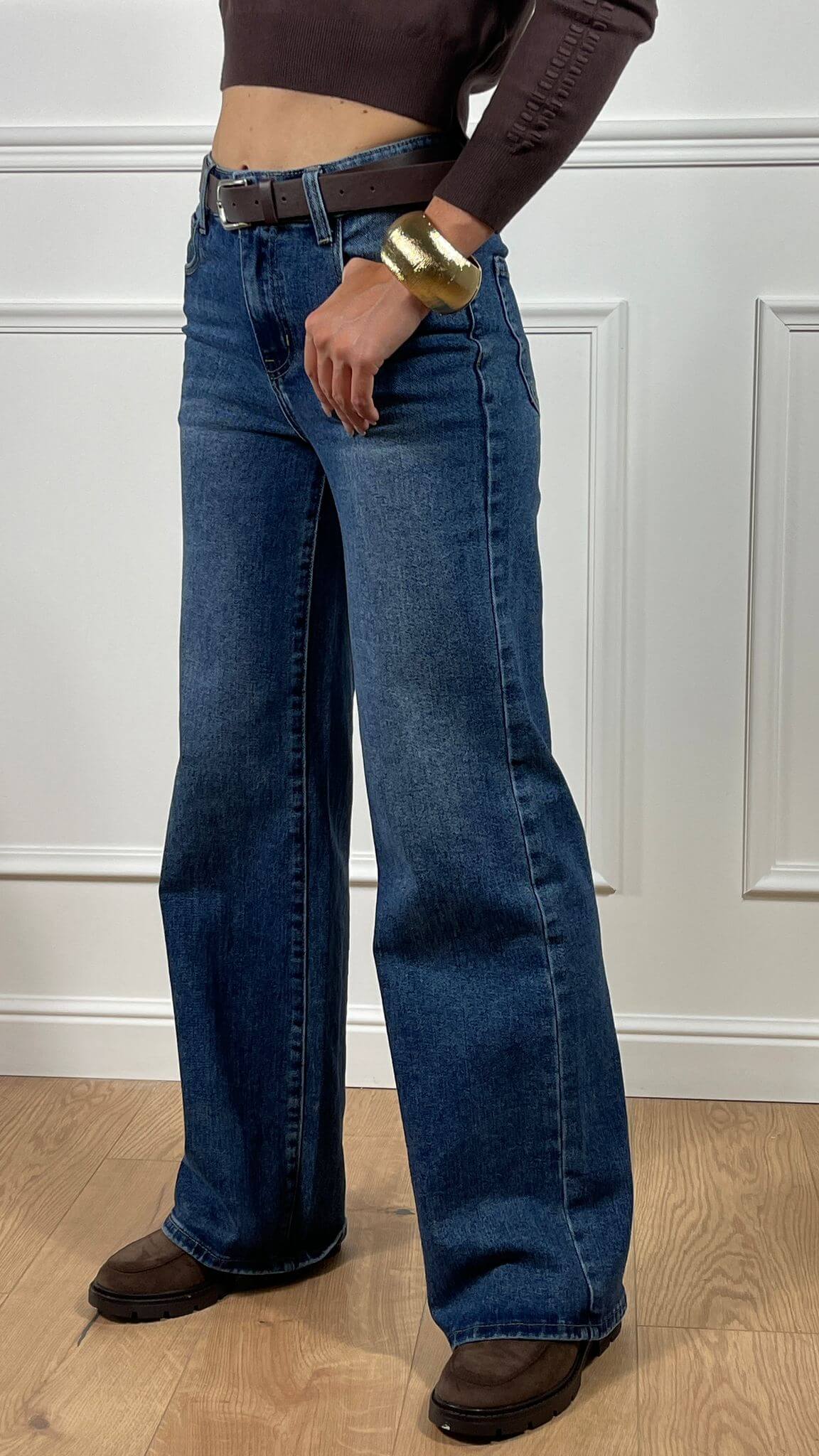 Jeans Wide leg con cintura - Candida.it