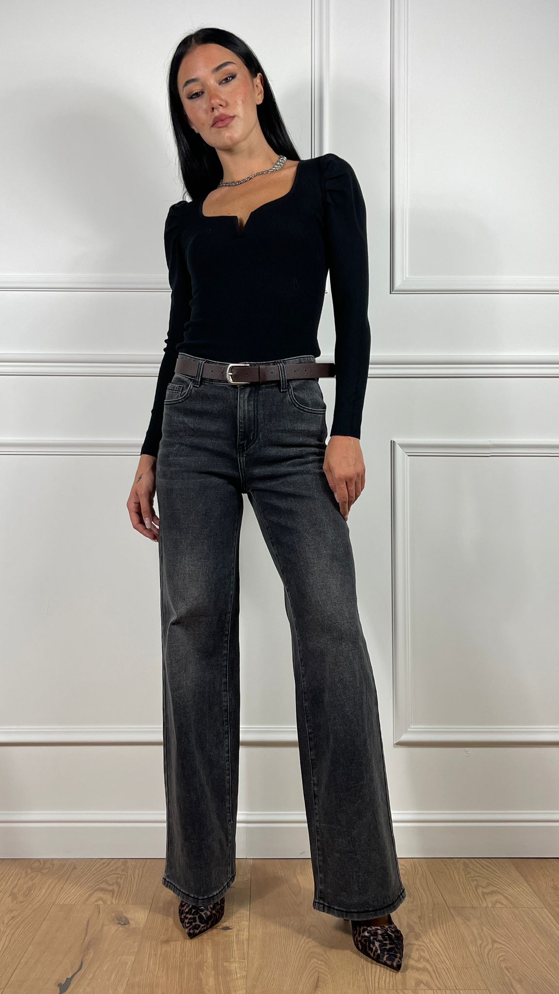 Jeans Wide leg con cintura