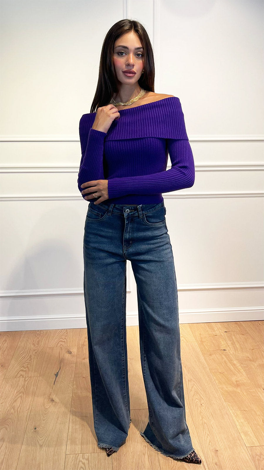 Maglia scollo barca|Colore:Vino