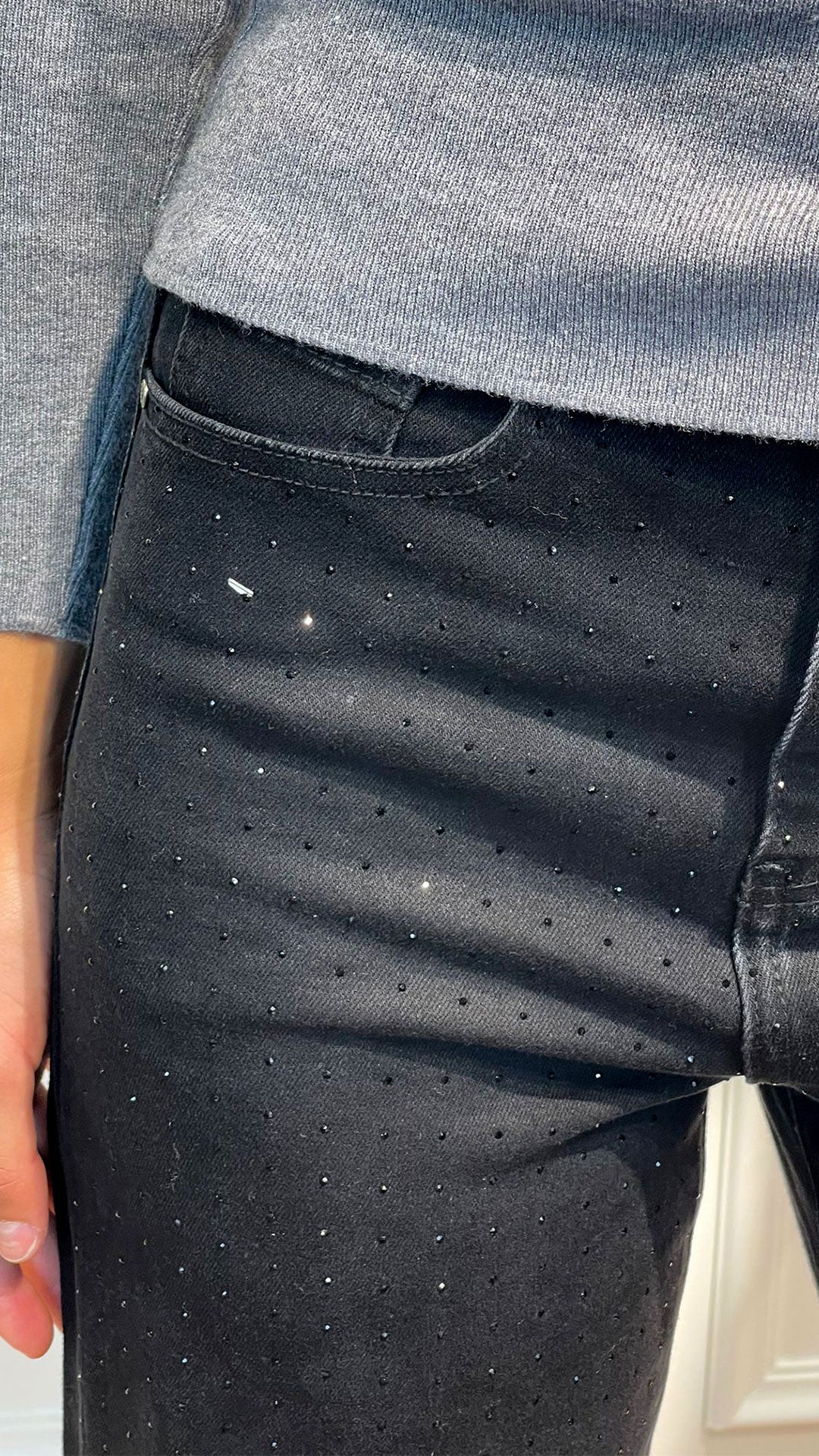 Jeans Wide Leg con strass