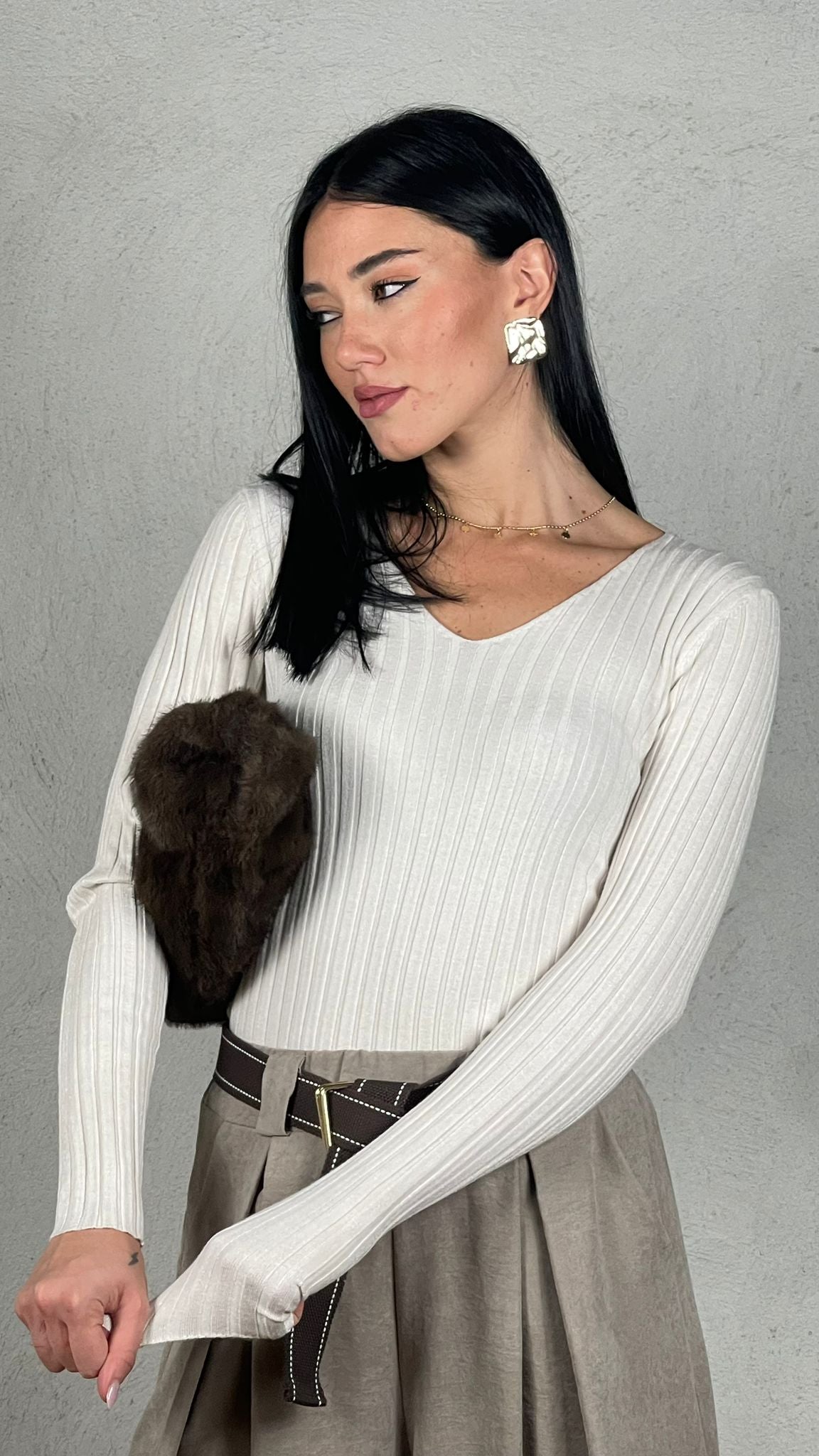 Maglia Scollo V costina