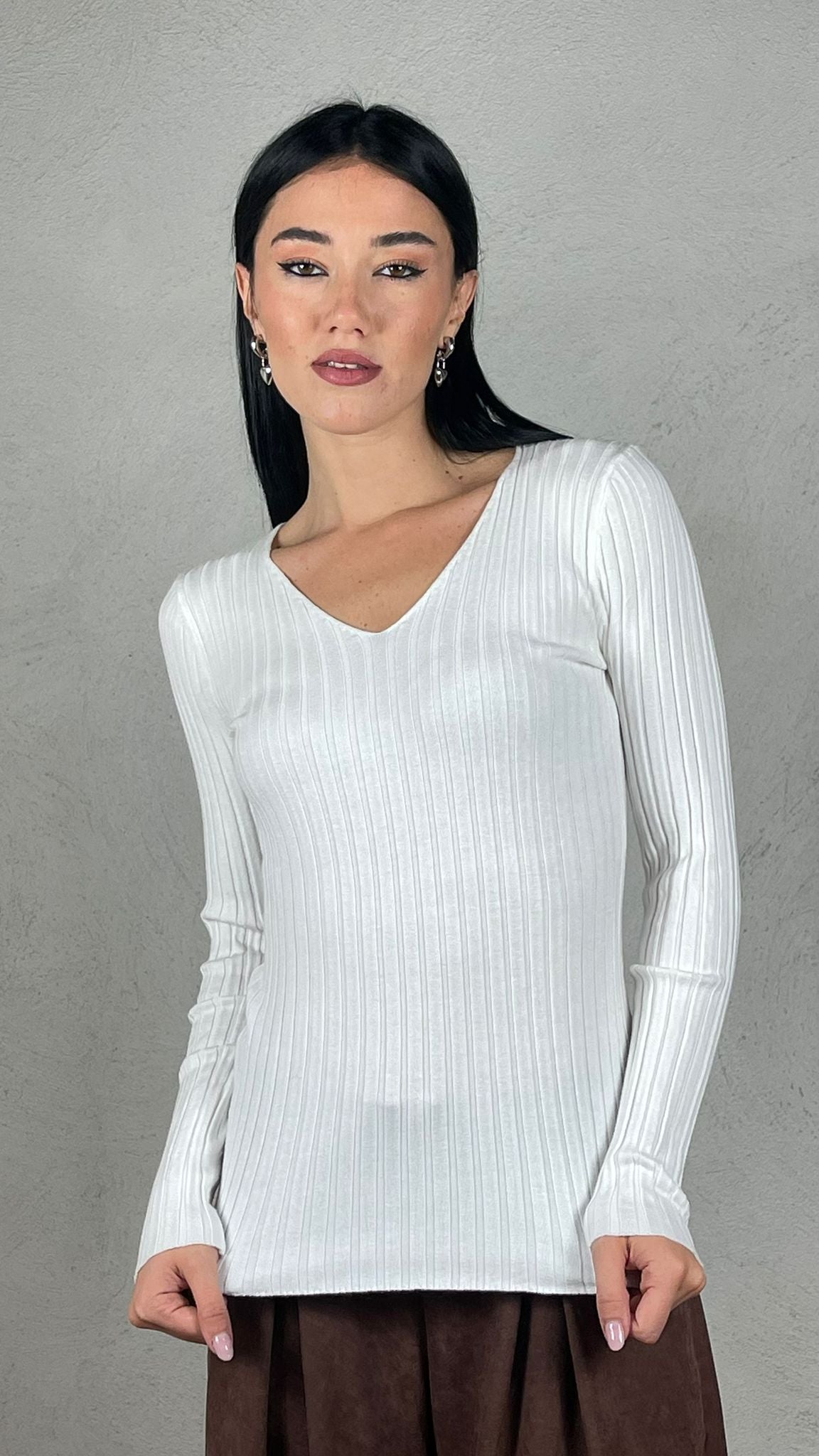 Maglia Scollo V costina