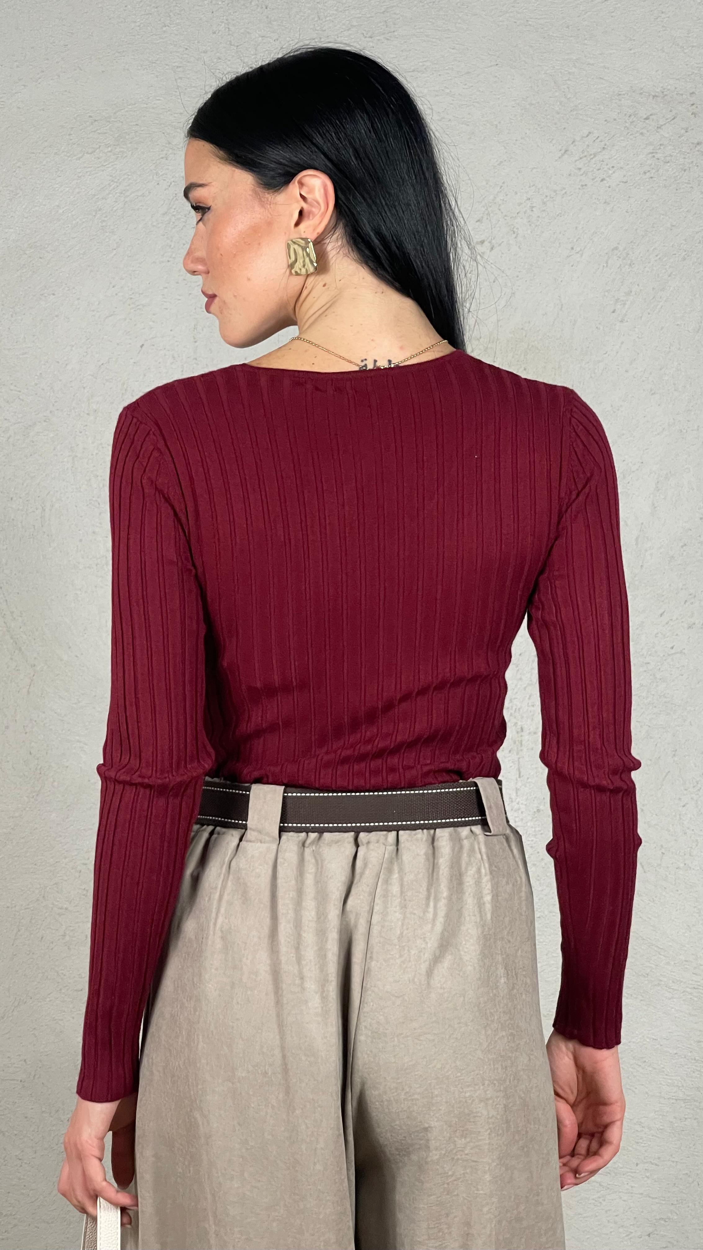 Maglia Scollo V costina