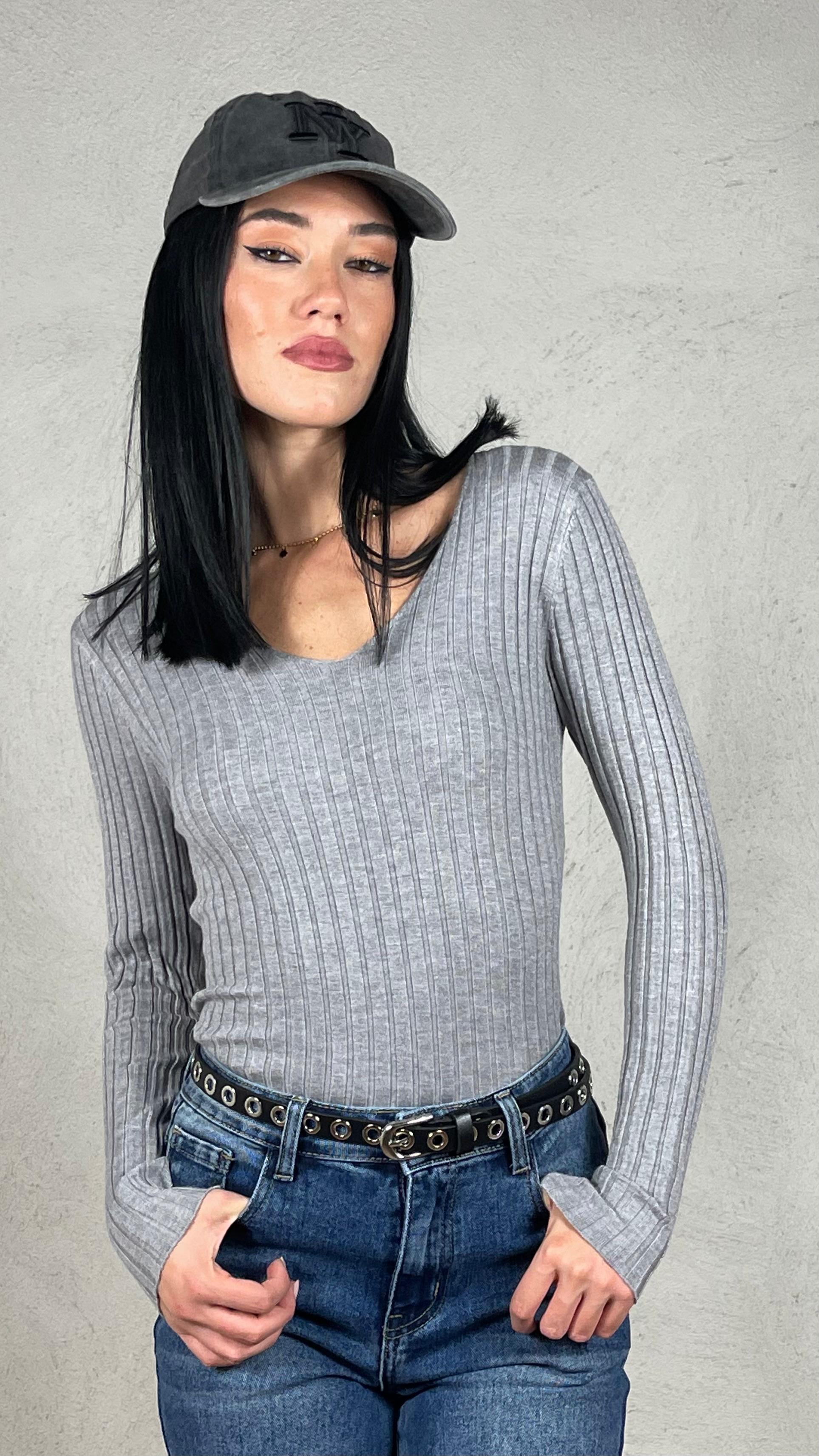 Maglia Scollo V costina