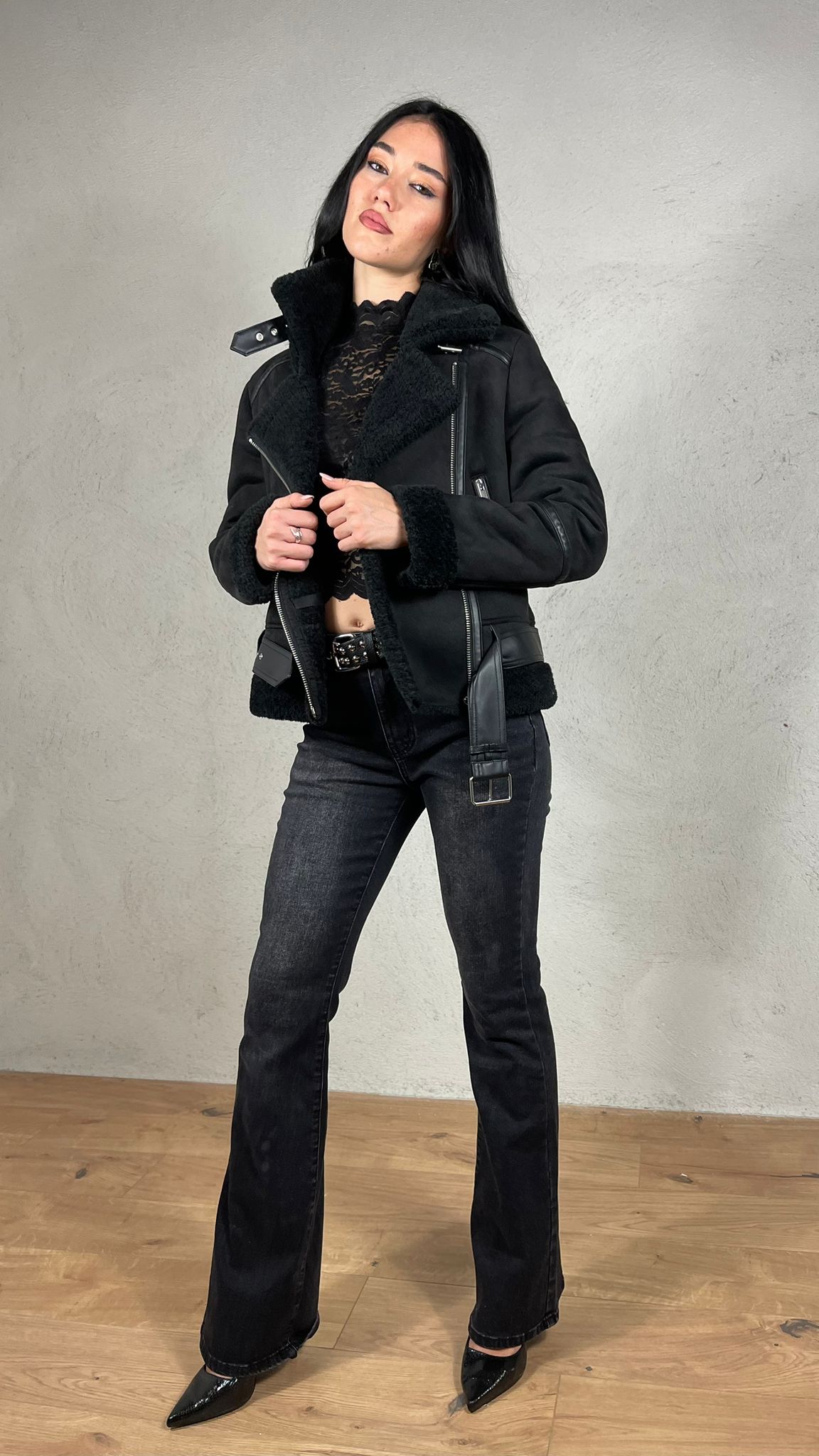 Giubbino Biker effetto montone