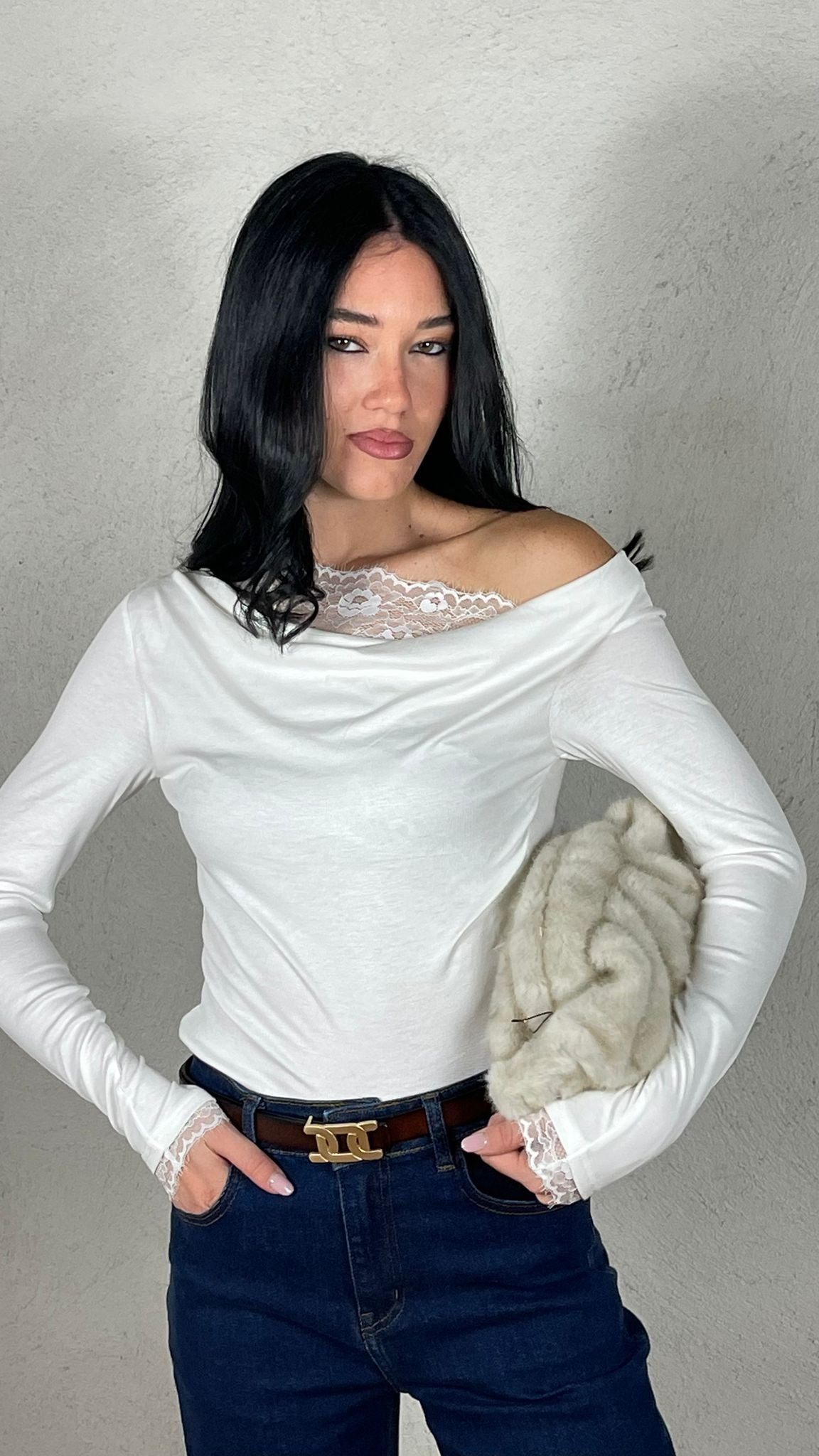 Maglia pizzo combinato