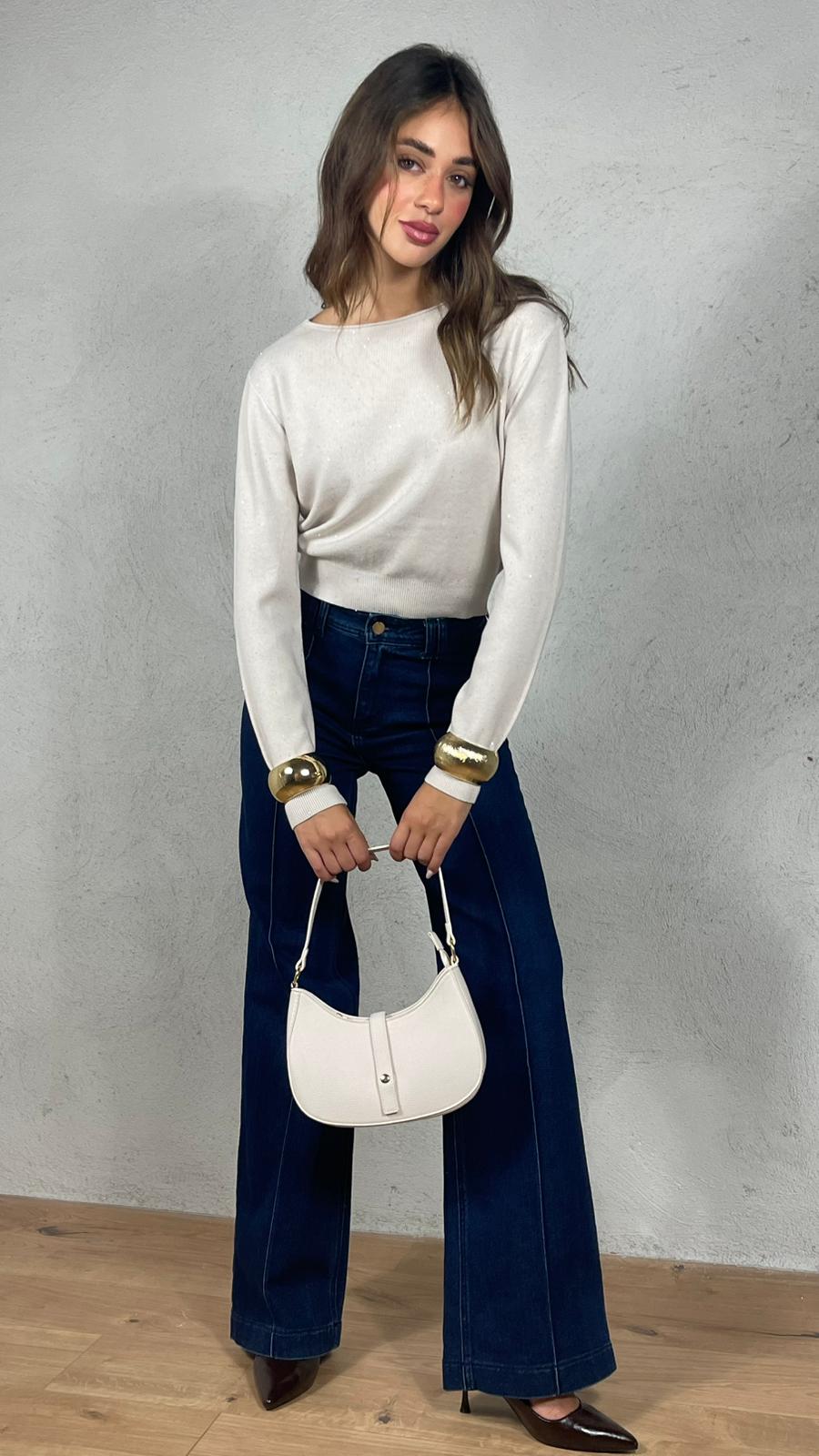 Maglia con micro paillettes