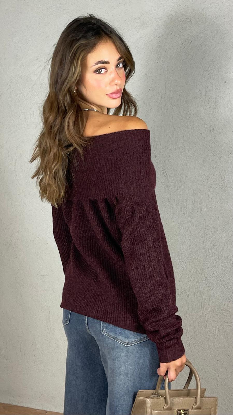 Maxi Pullover scollo a barca|Colore:Bordeaux