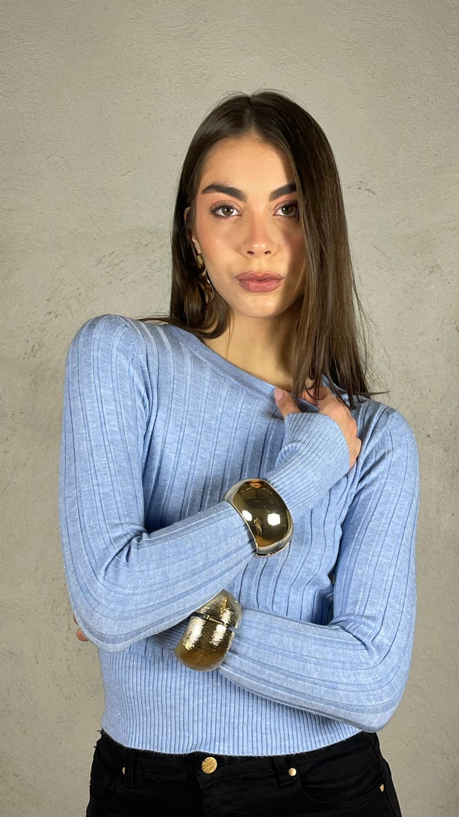 Maglia costina glietter|Colore:Polvere