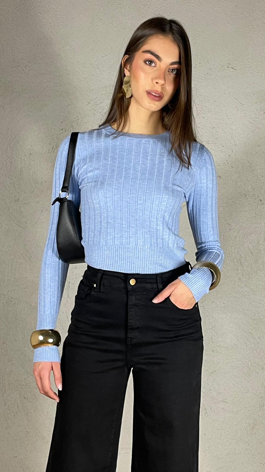 Maglia costina glietter|Colore:Polvere