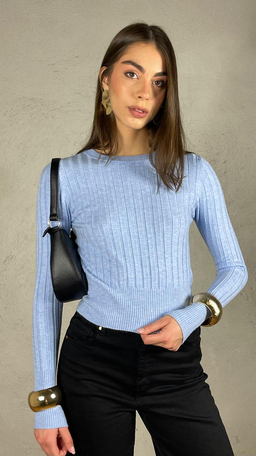 Maglia costina glietter|Colore:Polvere