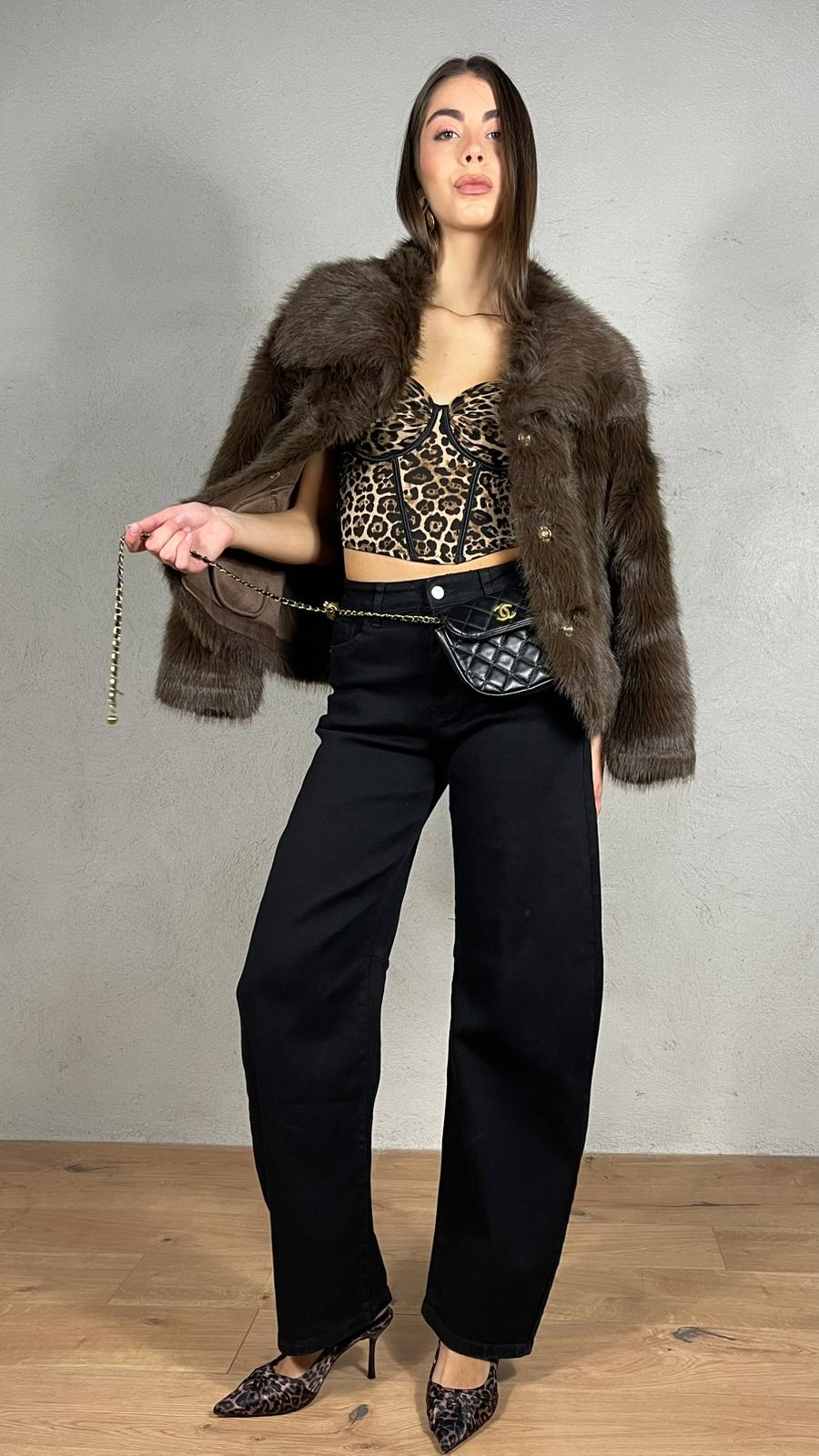 Cappotto corto Effetto Pelliccia