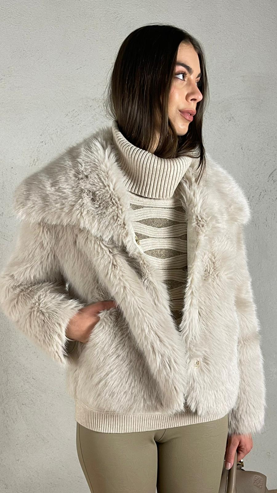 Cappotto corto Effetto Pelliccia