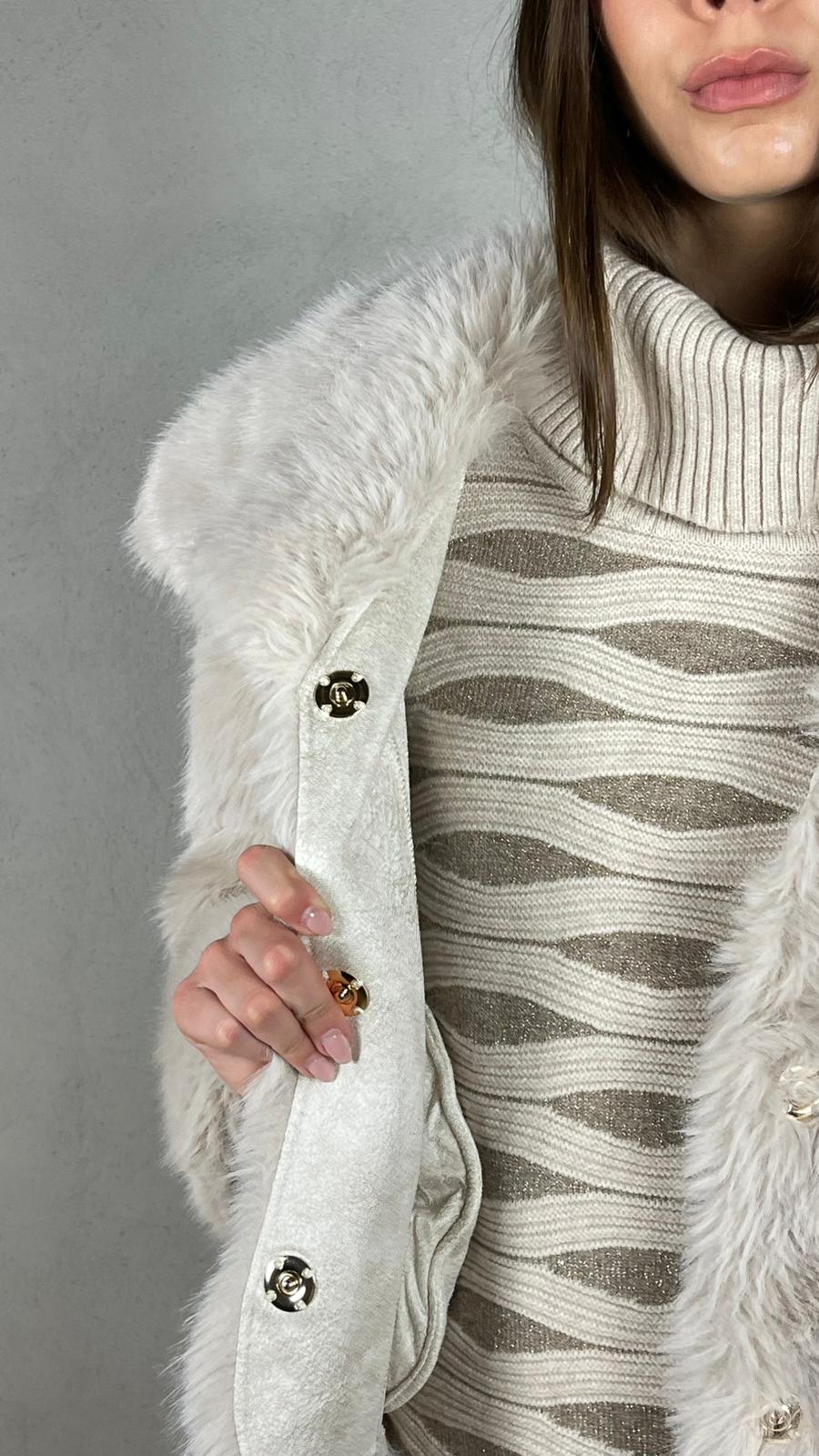 Cappotto corto Effetto Pelliccia