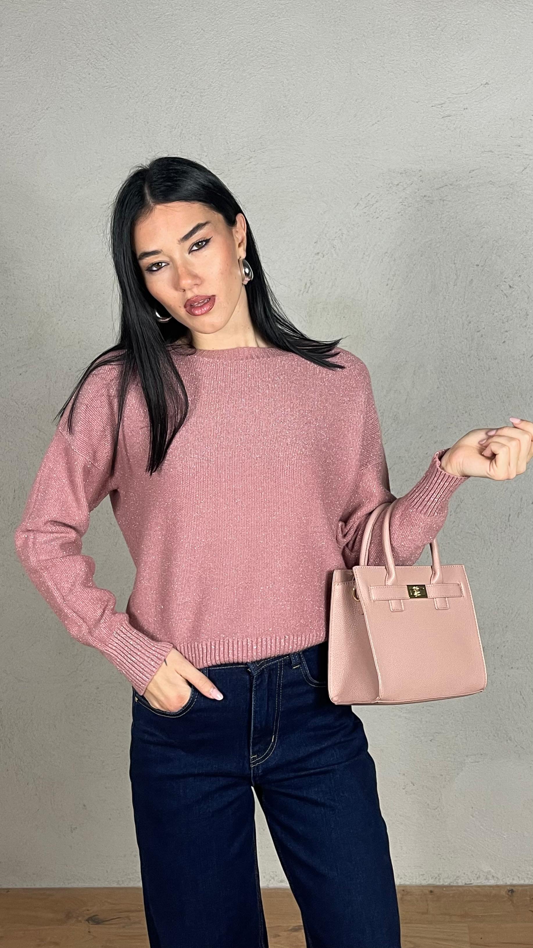 Maglia Lurex scollo ovale |Colore:Cipria