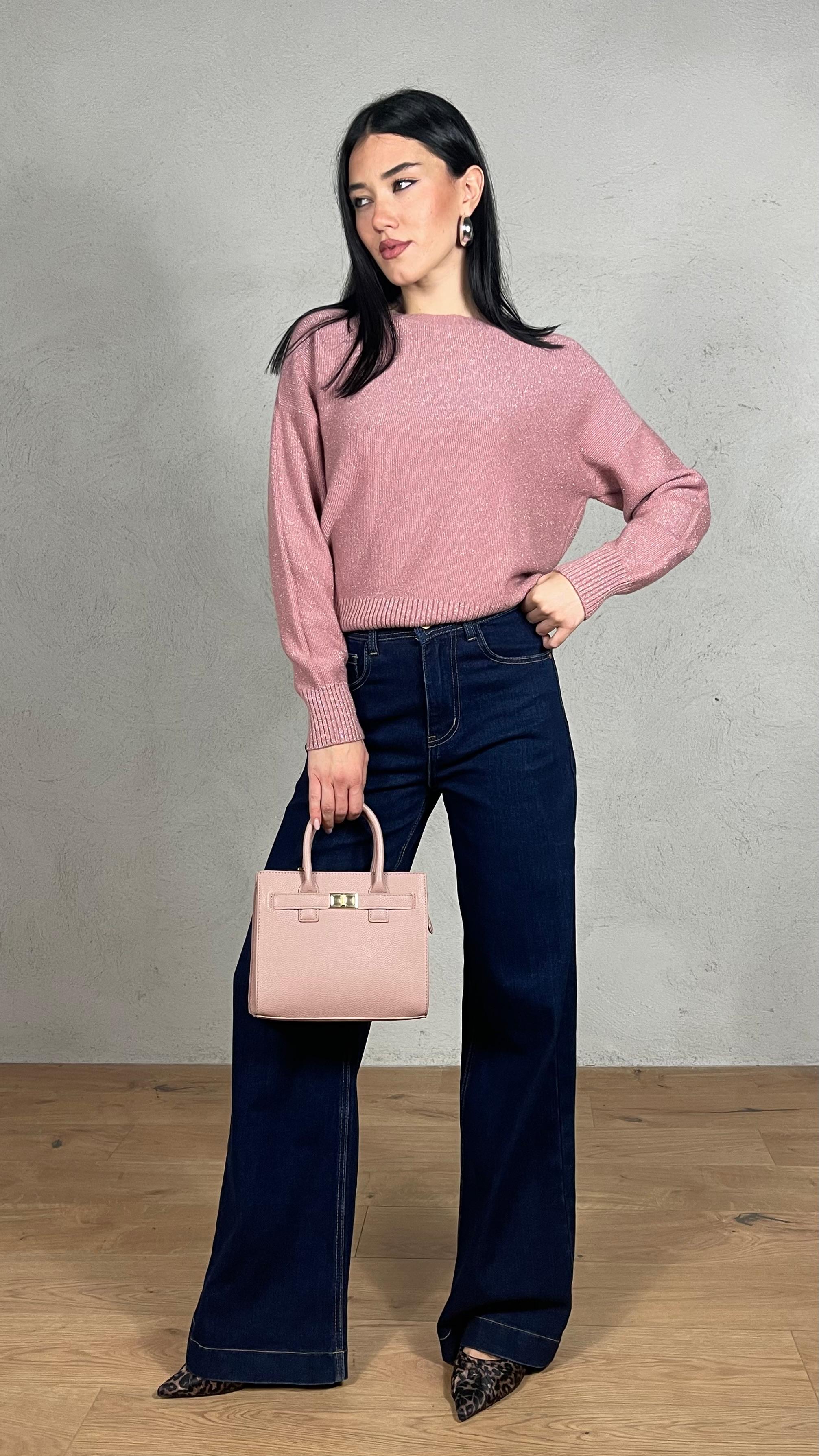 Maglia Lurex scollo ovale |Colore:Cipria