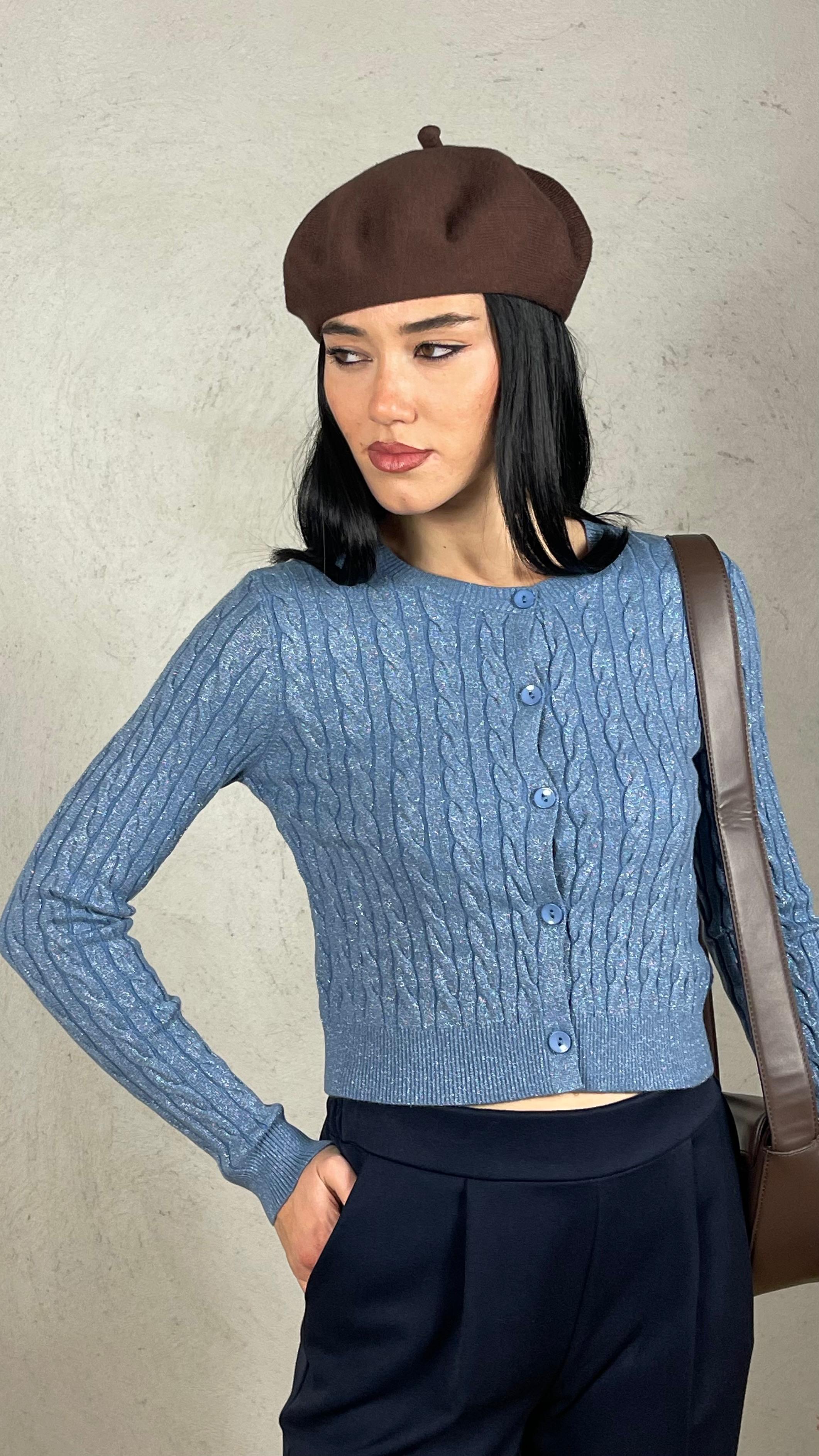 Cardigan trecce lurex