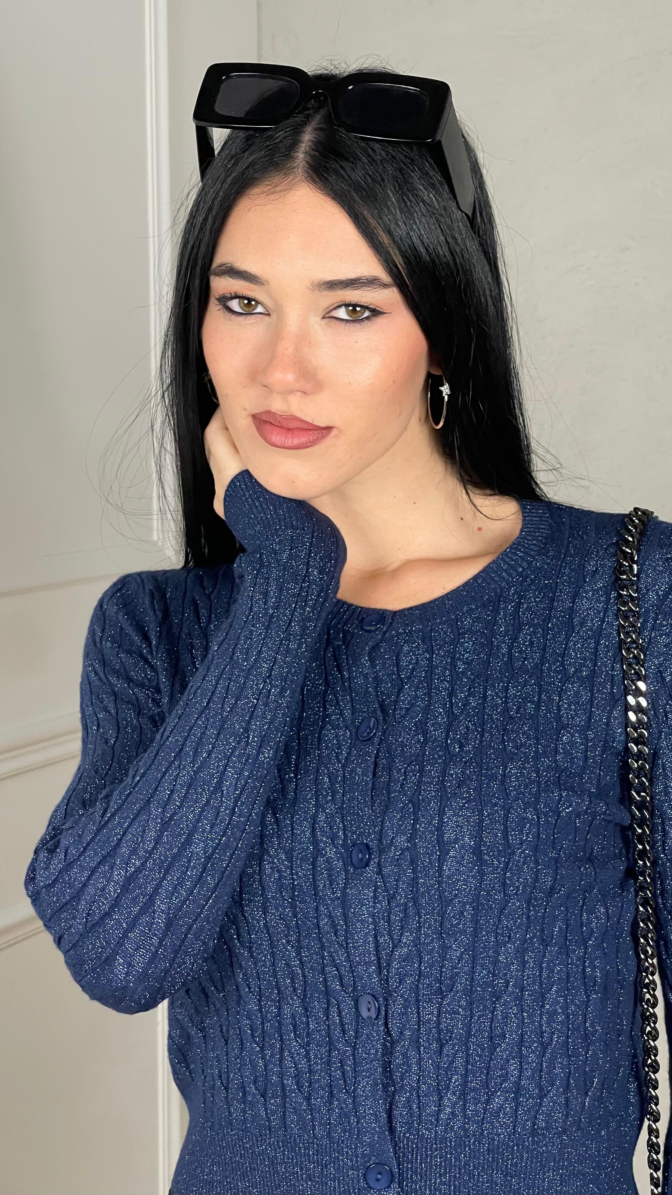 Cardigan trecce lurex