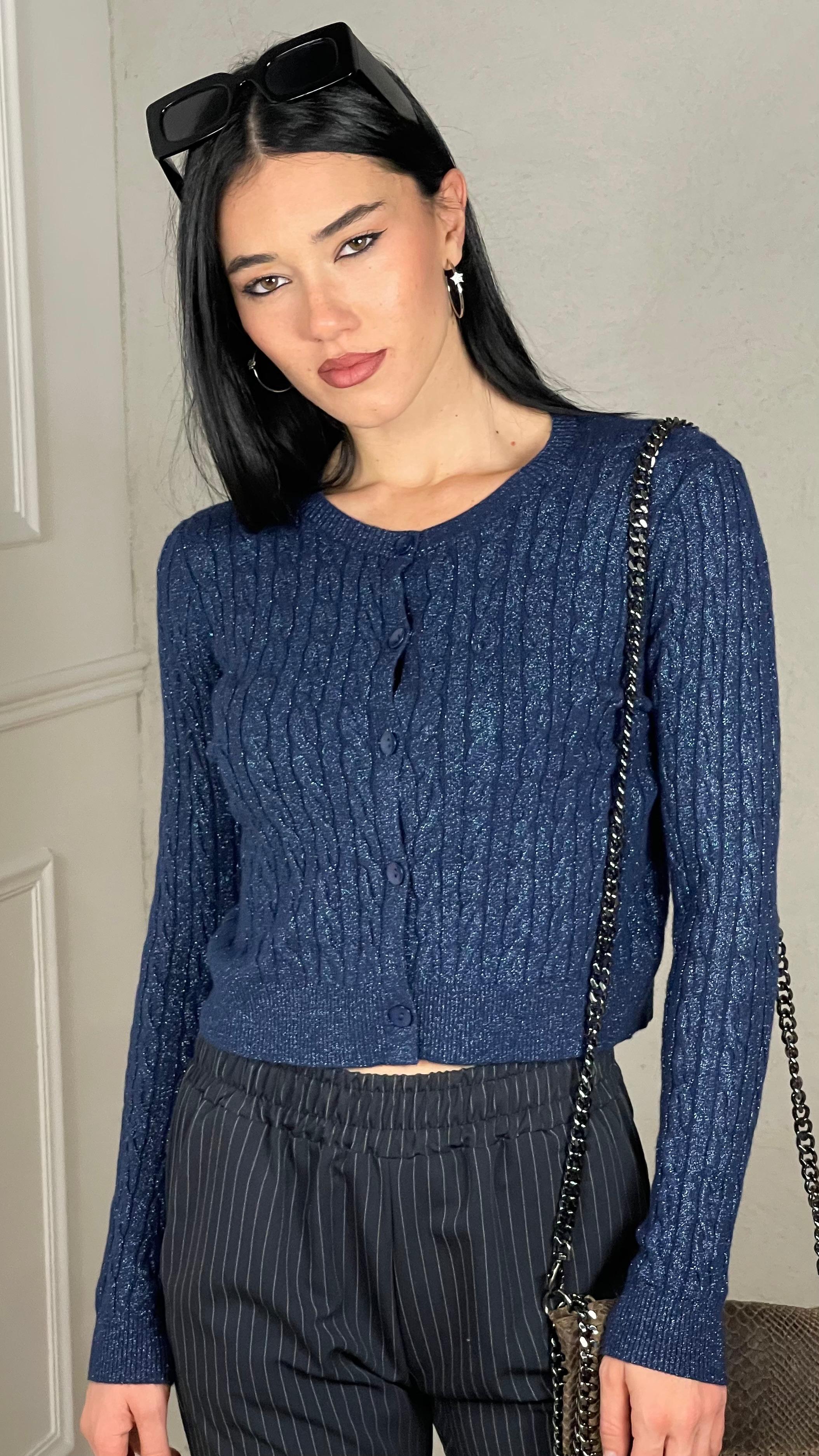 Cardigan trecce lurex