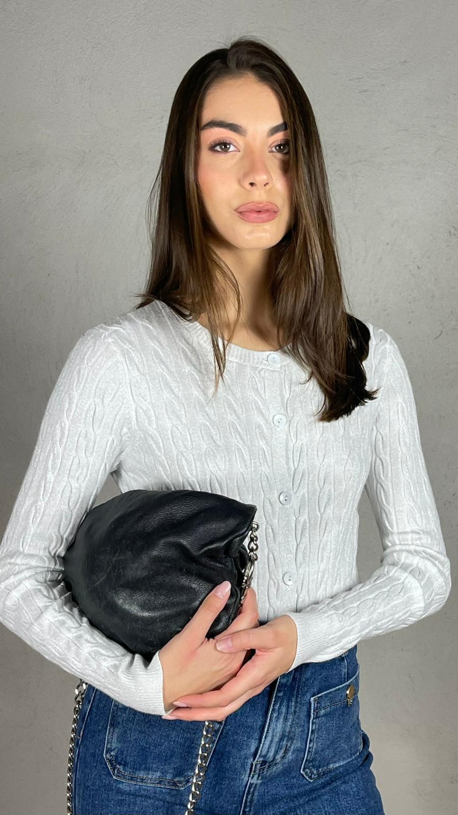 Cardigan trecce lurex