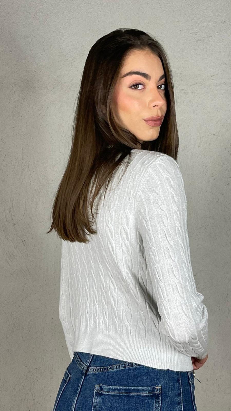 Cardigan trecce lurex