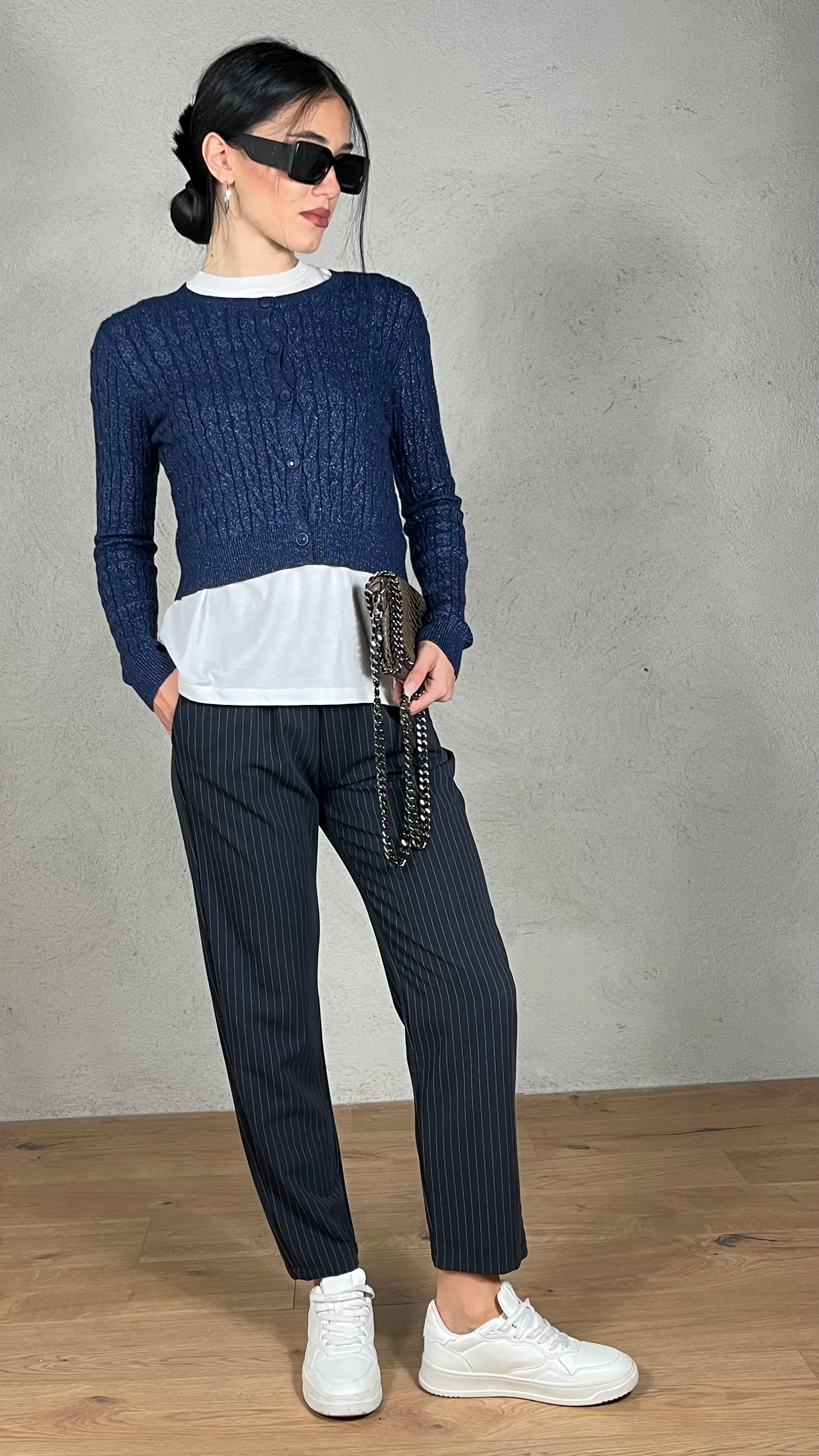 Cardigan trecce lurex