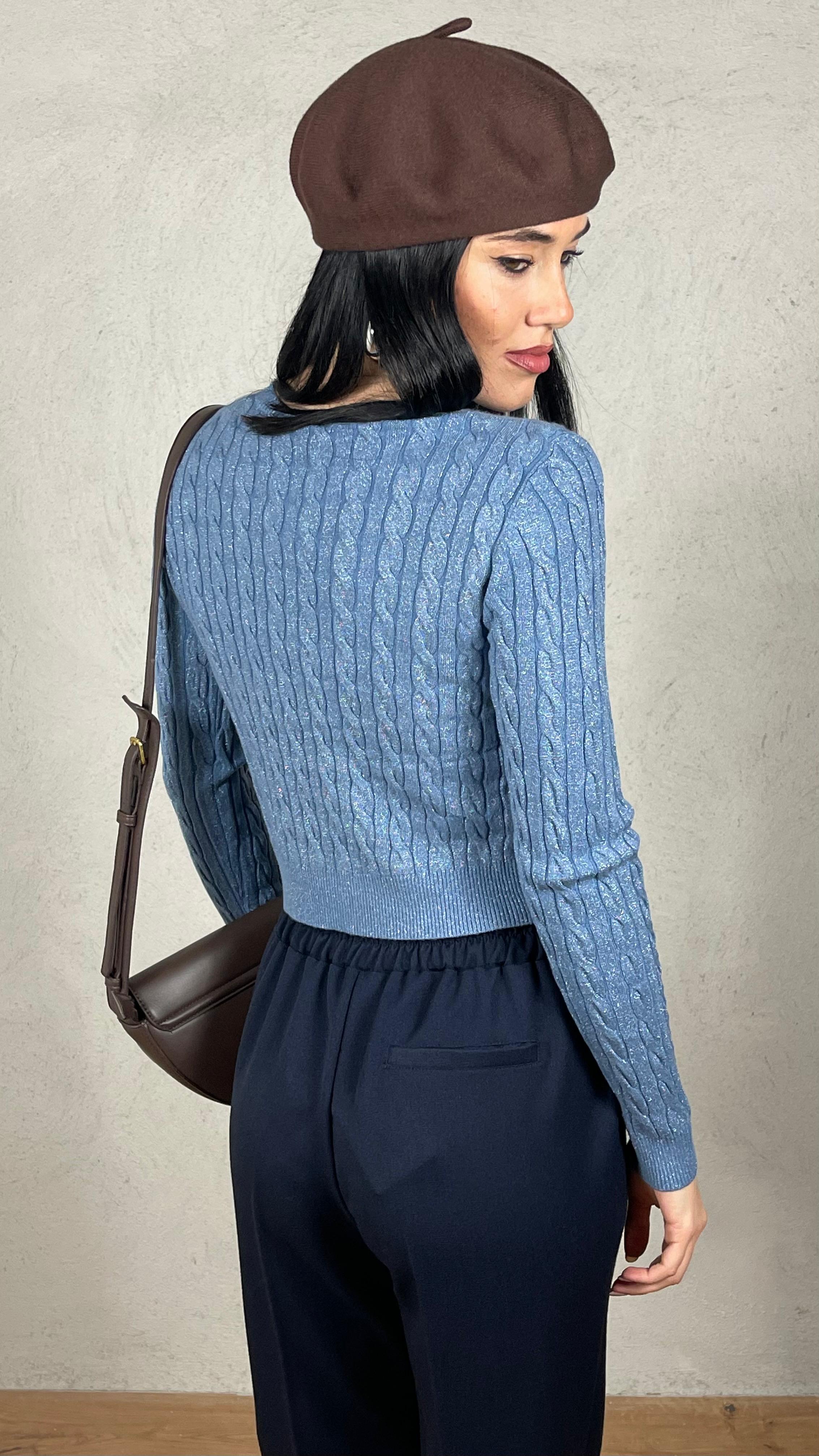 Cardigan trecce lurex