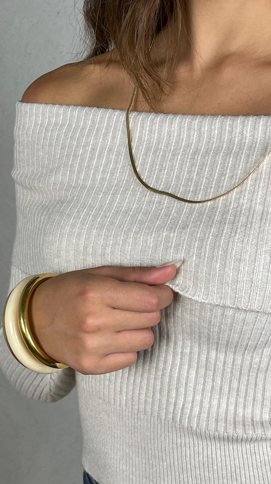 Maglia scollo barca|Colore:Beige