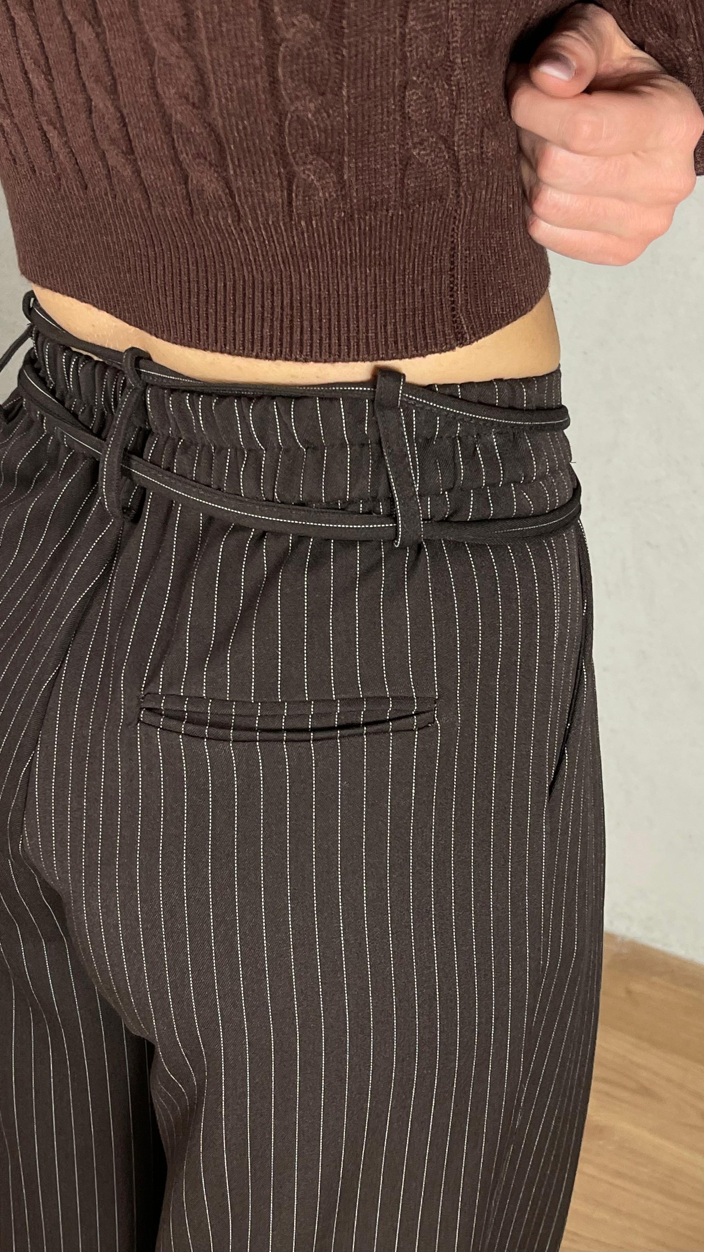 Pantalone gessato maxi pence