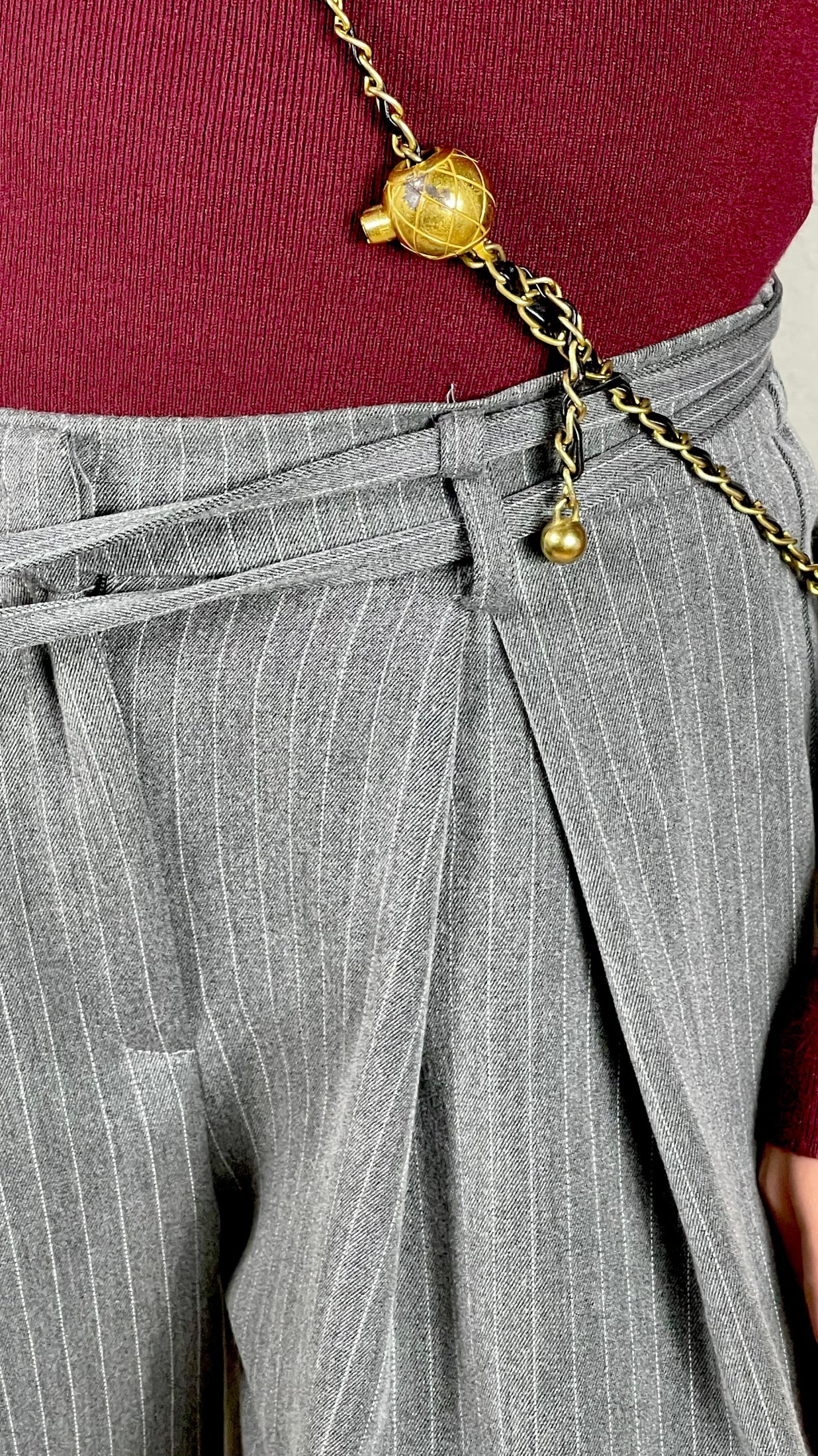 Pantalone gessato maxi pence