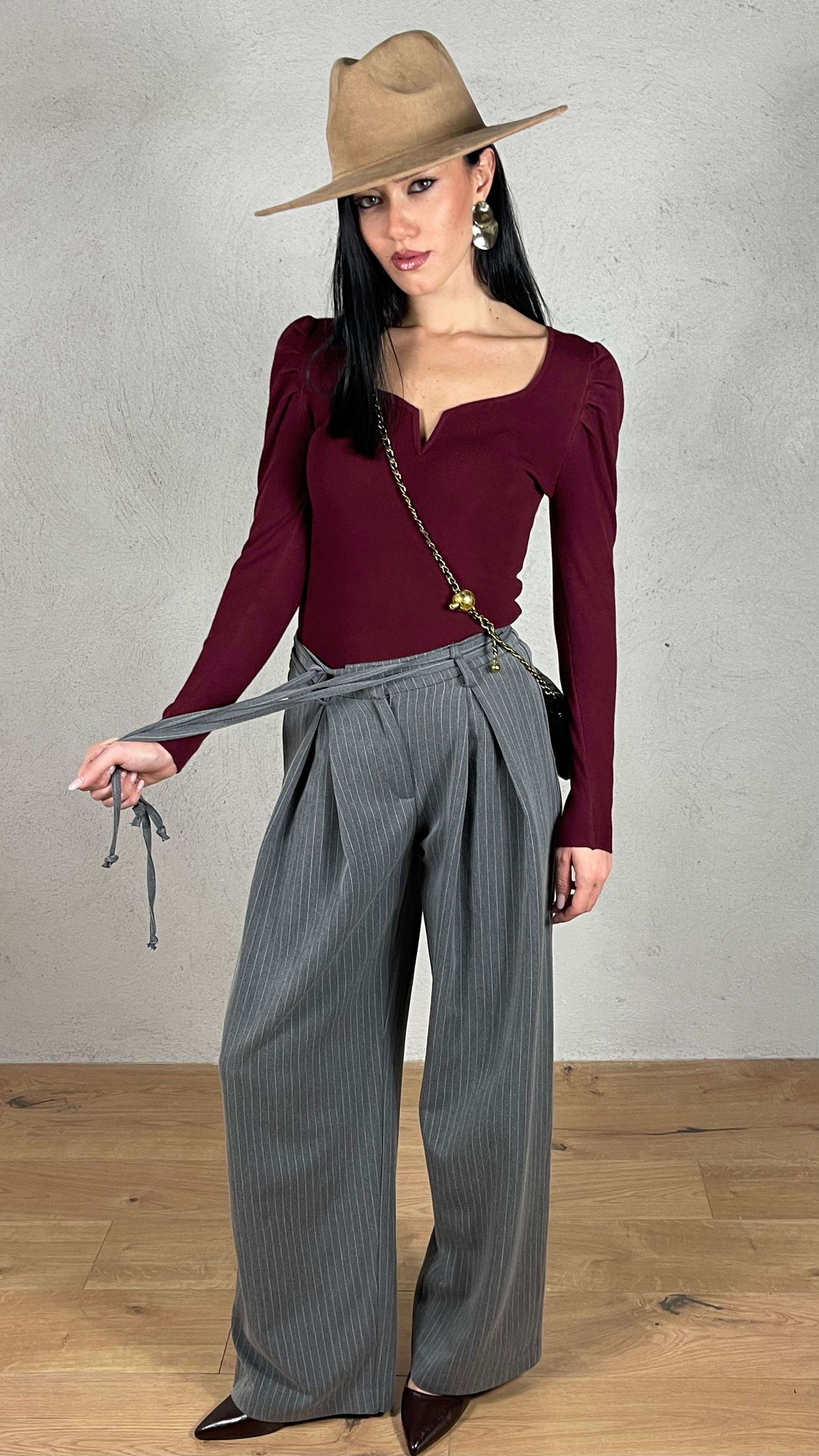 Pantalone gessato maxi pence