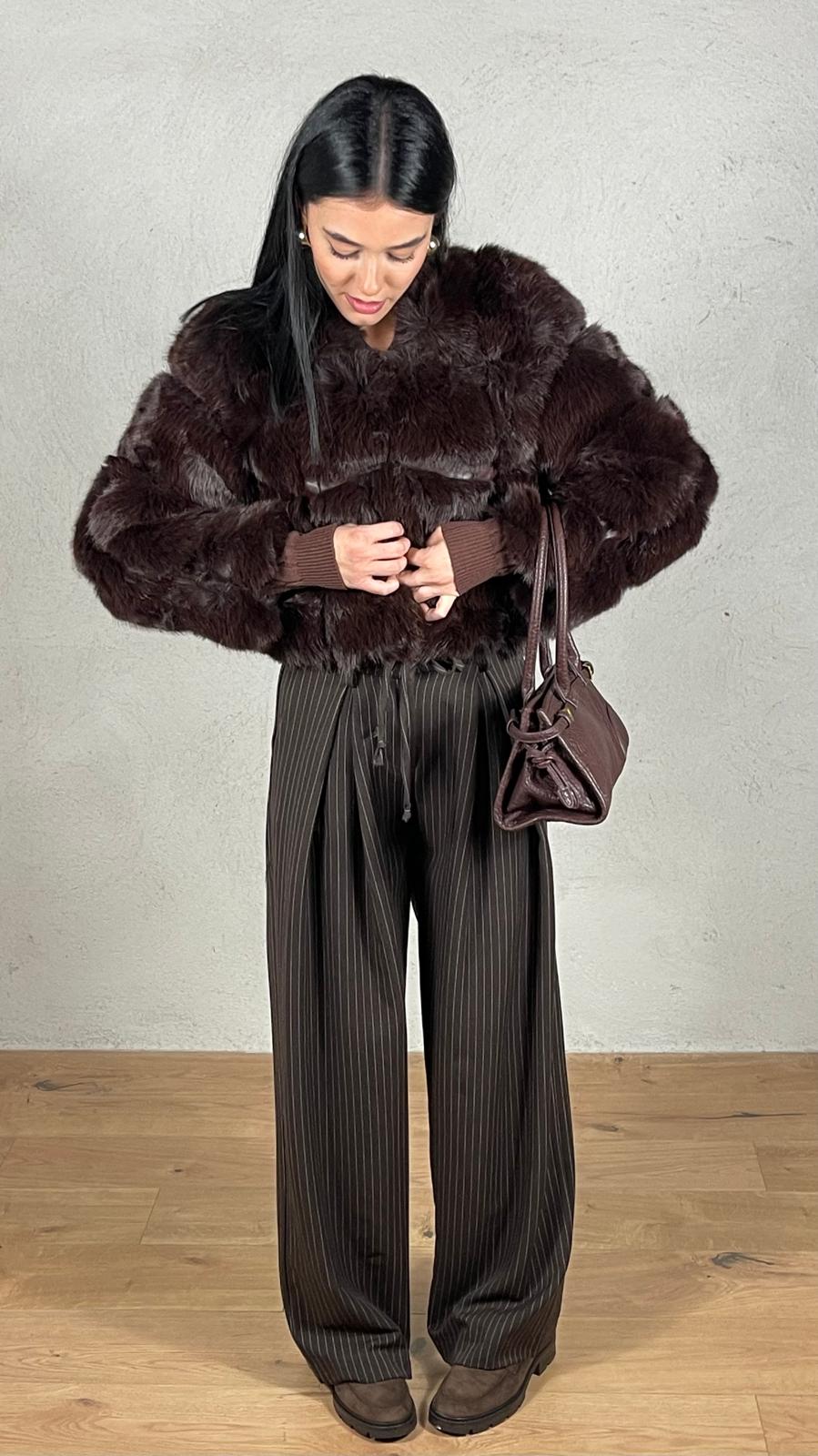 Pantalone gessato maxi pence