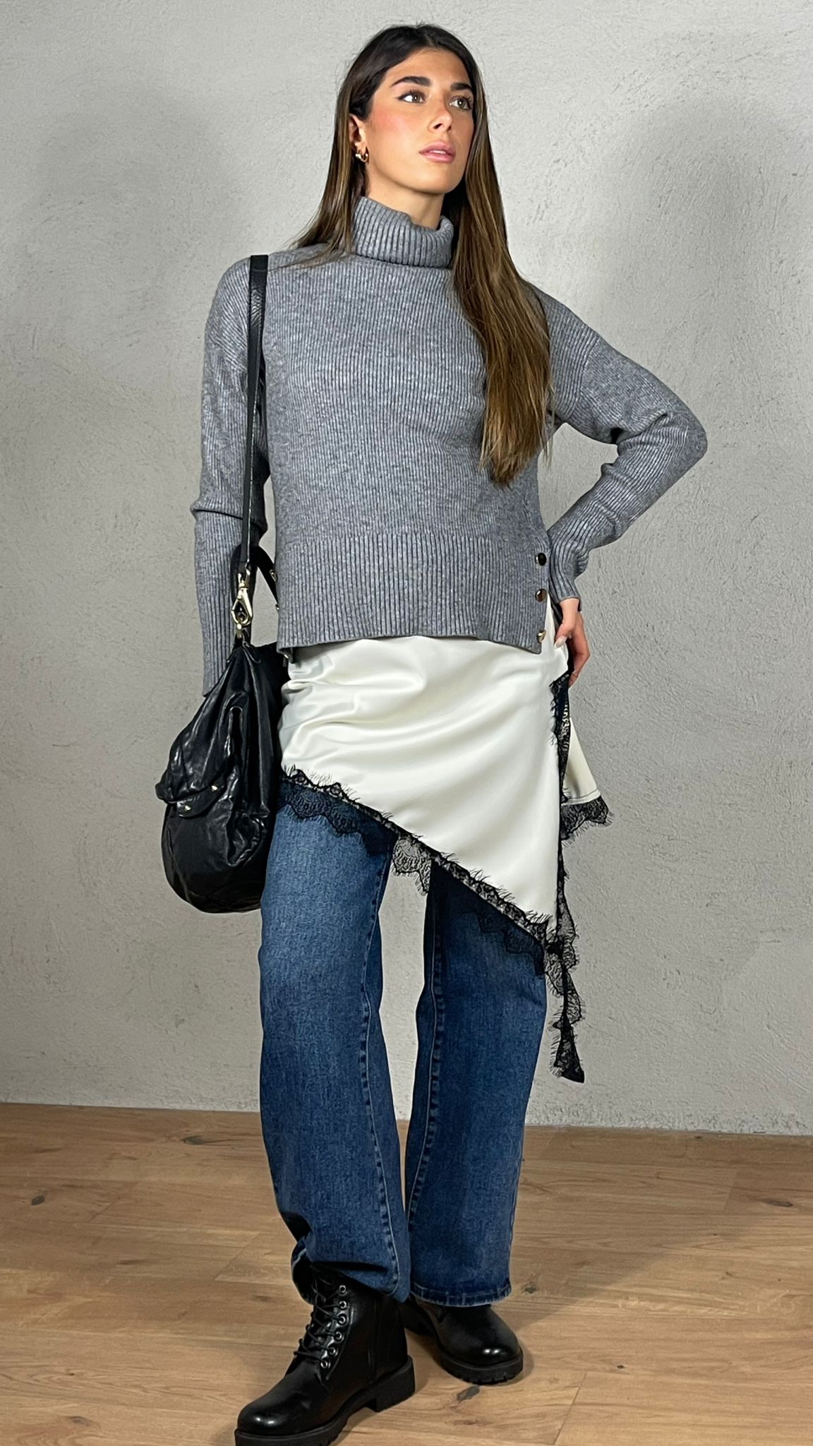 Vestito satin Asimmetrico Zoe