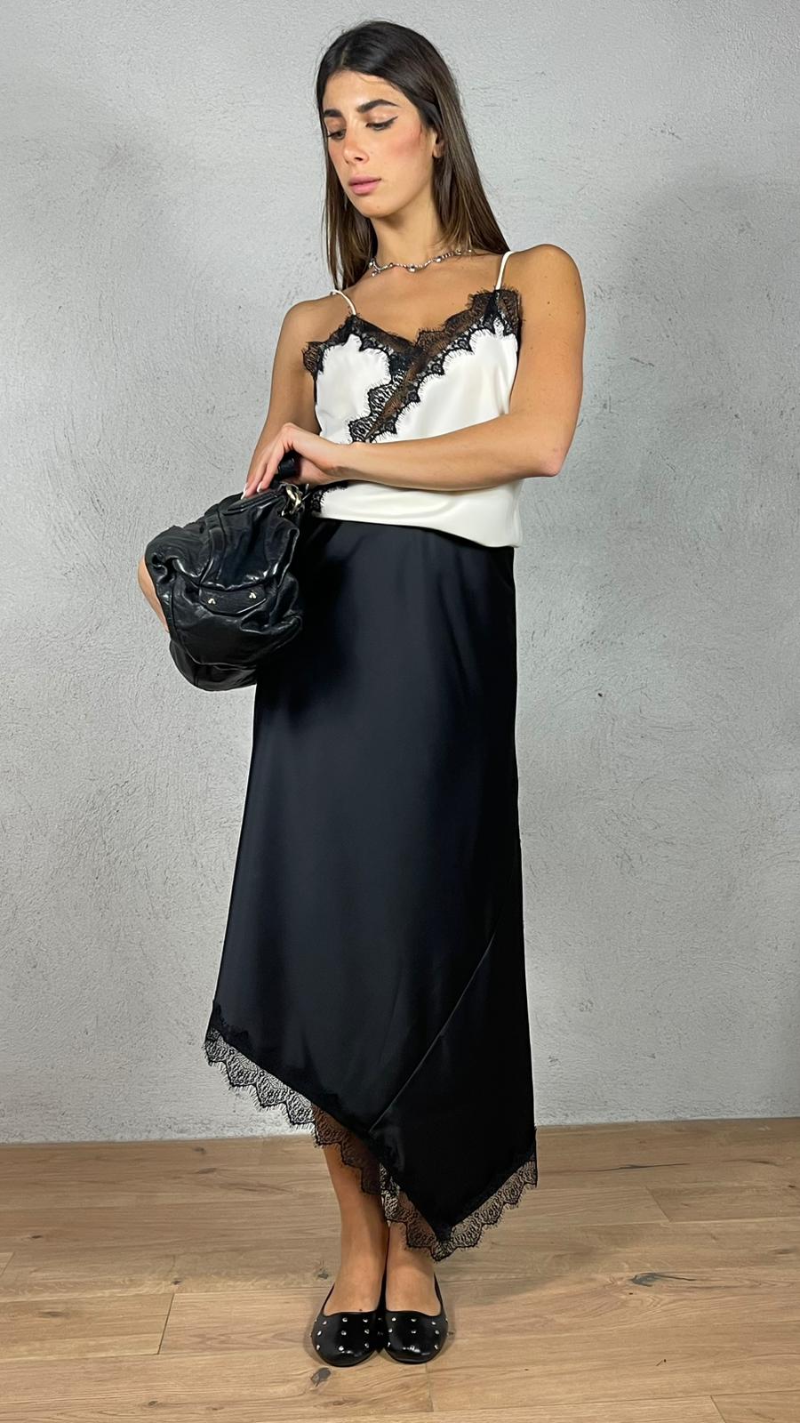 Gonna satin asimmetrica