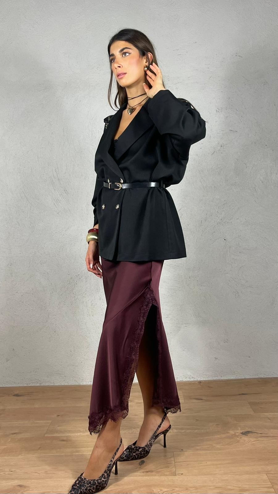 Gonna satin asimmetrica