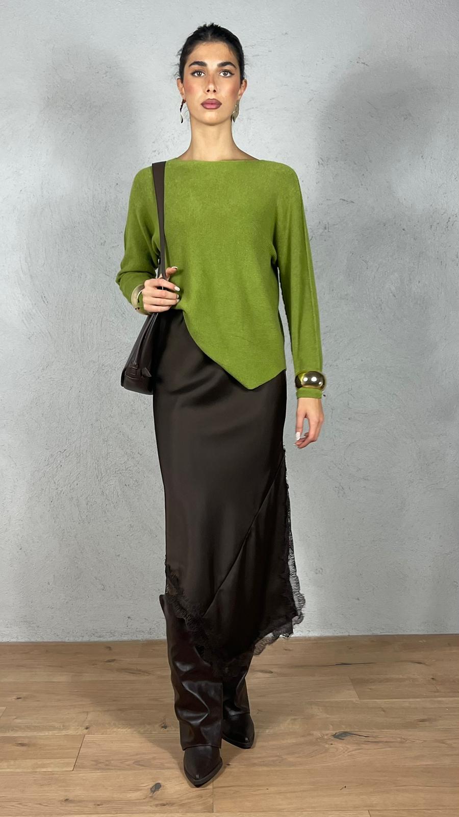 Gonna satin asimmetrica